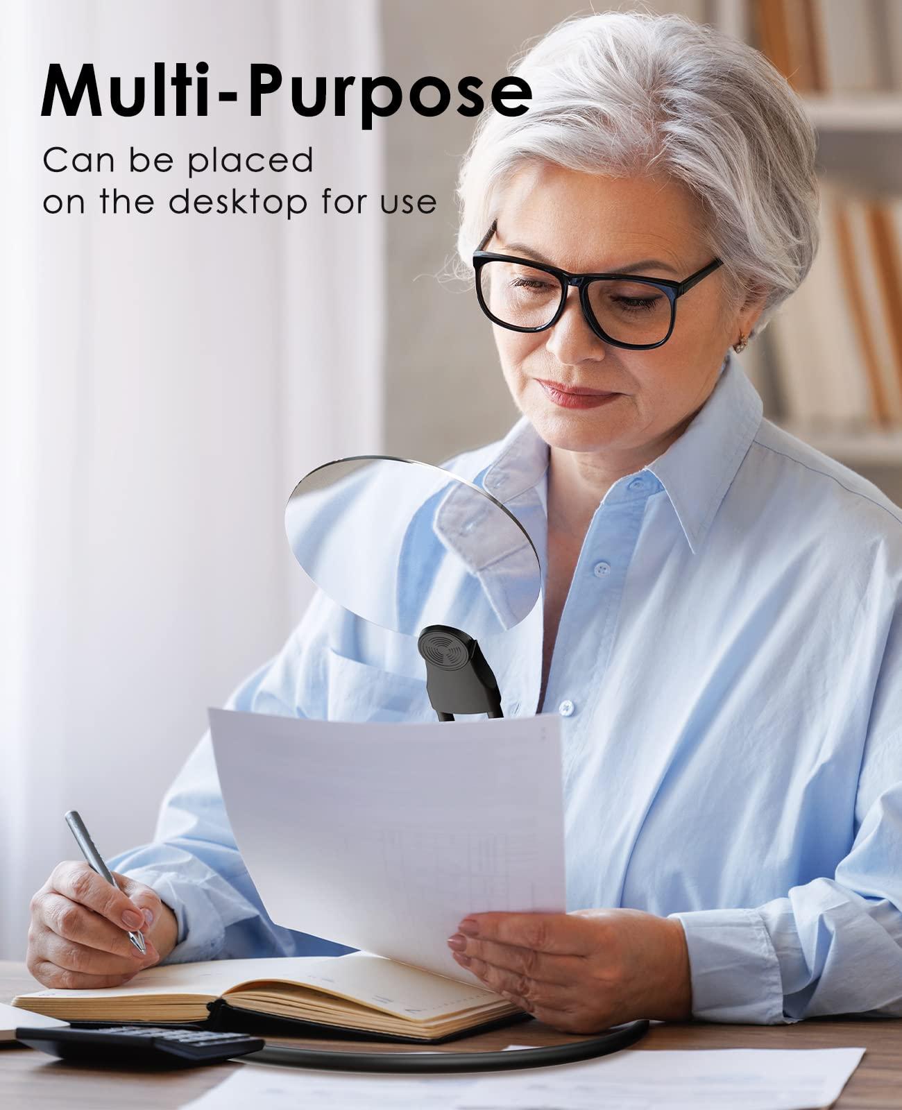 Sagefidere 3X Hands Free Magnifying Glass for Close Work,Neck Wear Large Magnifying Glass for Reading Books,Sewing, Cross Stitch,Low Vision Seniors with Aging Eyes(Black)