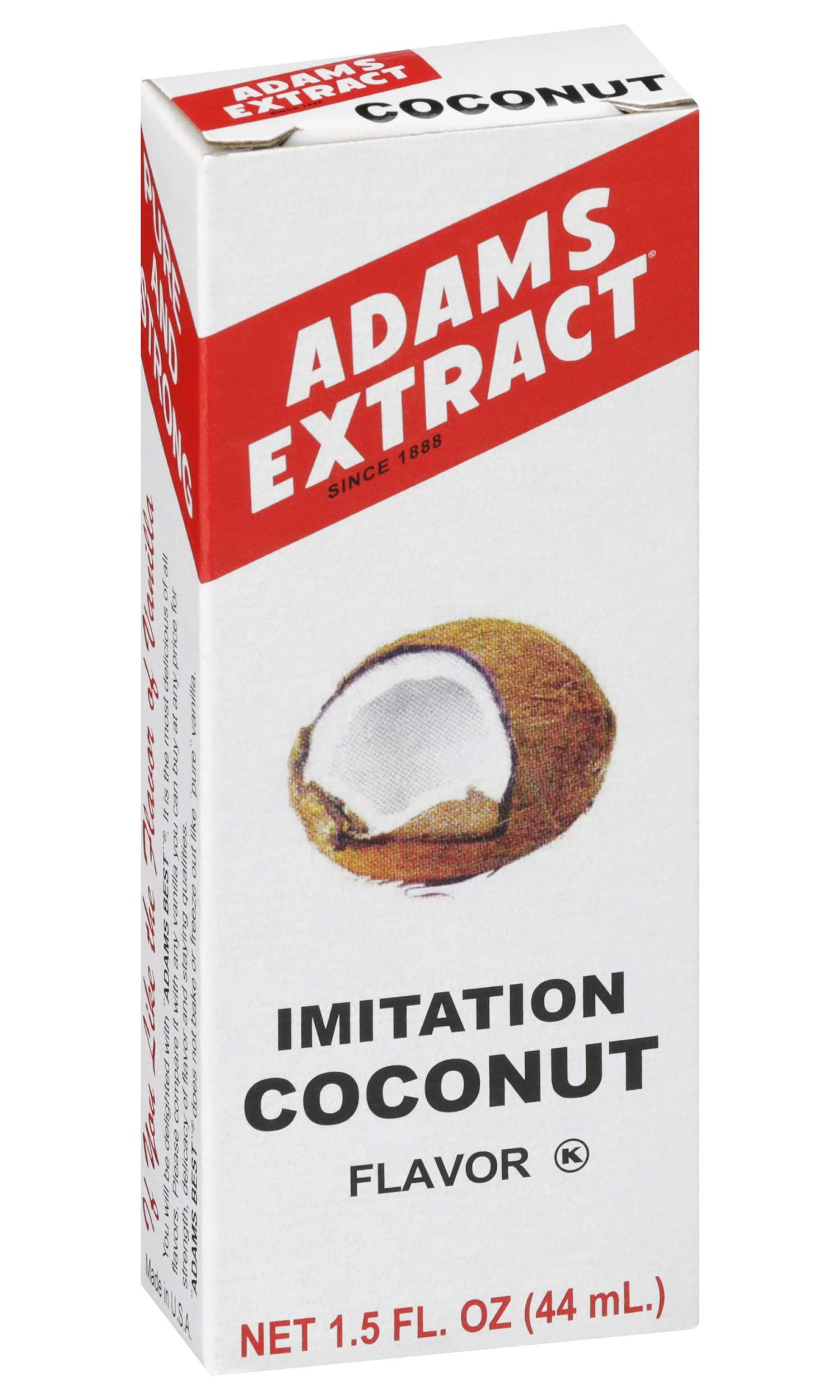 Adams Extract Adams Extract Imitation Coconut Flavor, Extra Strength, Gluten Free, 1.5 FL OZ Glass Bottle (Pack of 1)