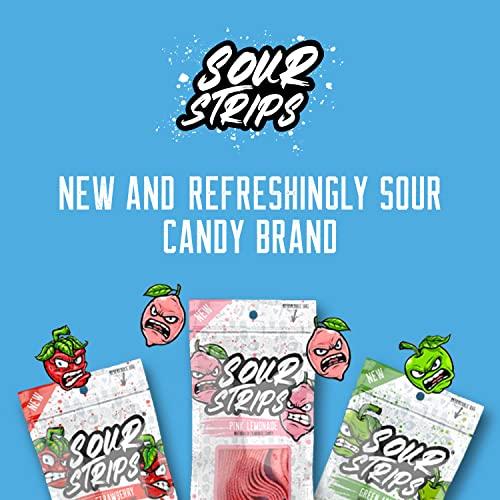 SOUR STRIPS Sour Strips Raspberry Flavored Sour Candy Strips, Deliciously Sour Chewy Candy Belts, Vegetarian Candies, 12 Strips per Pack, 2 Pack
