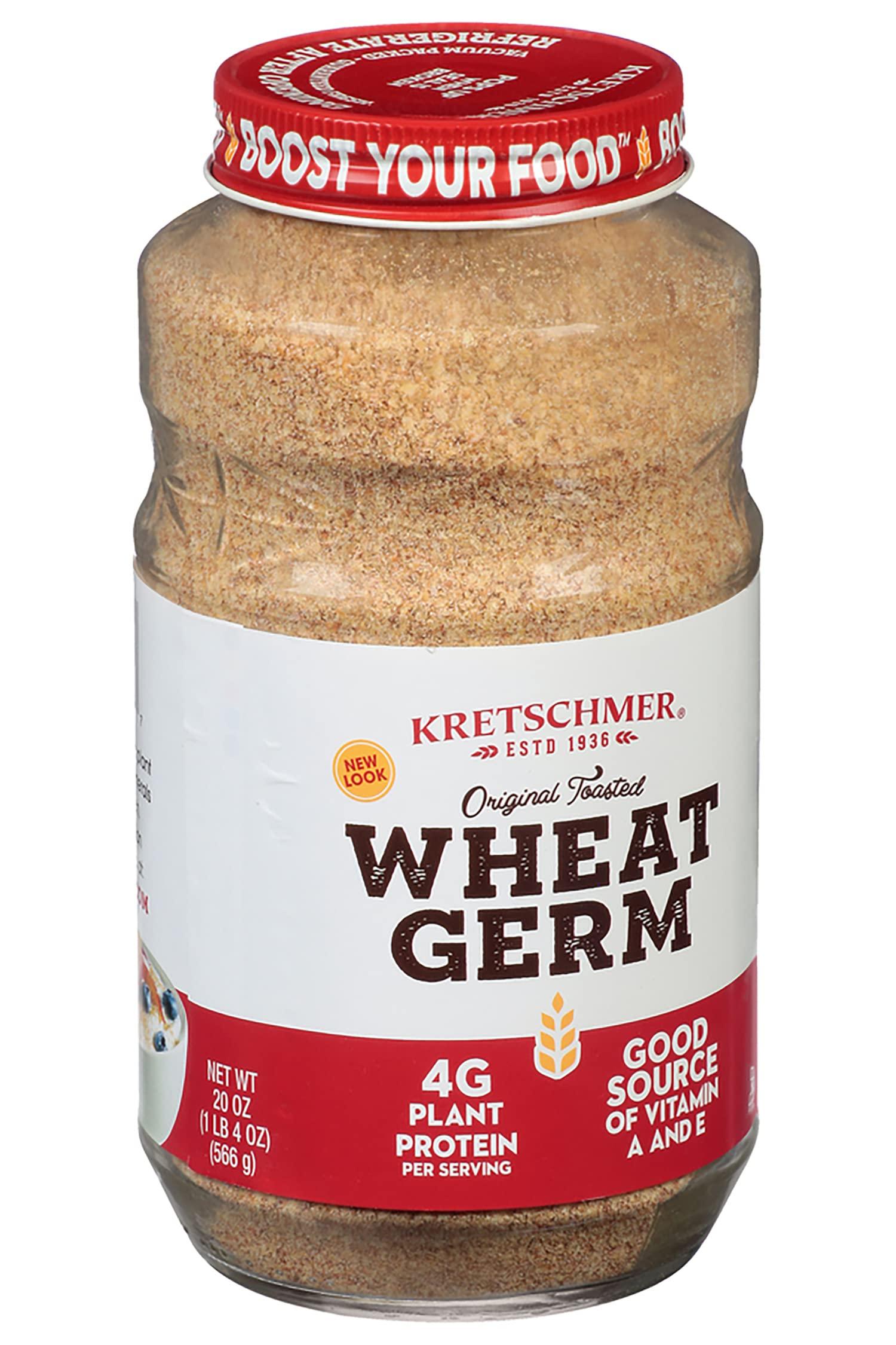 Kretschmer Kretschmer Original Toasted Wheat Germ Boost your Food with, 20 Ounce Glass Jar (Pack of 2)