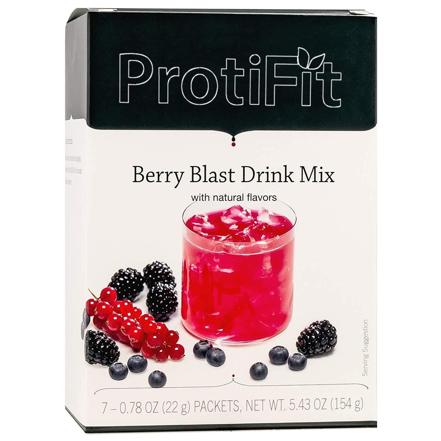 ProtiFit ProtiFit - High Protein Fruit Flavored Powder Drink Mix, 15g Protein, Low Calorie, Sugar Free, Ideal Protein Compatible, 7 Servings Per Box (Berry Blast)