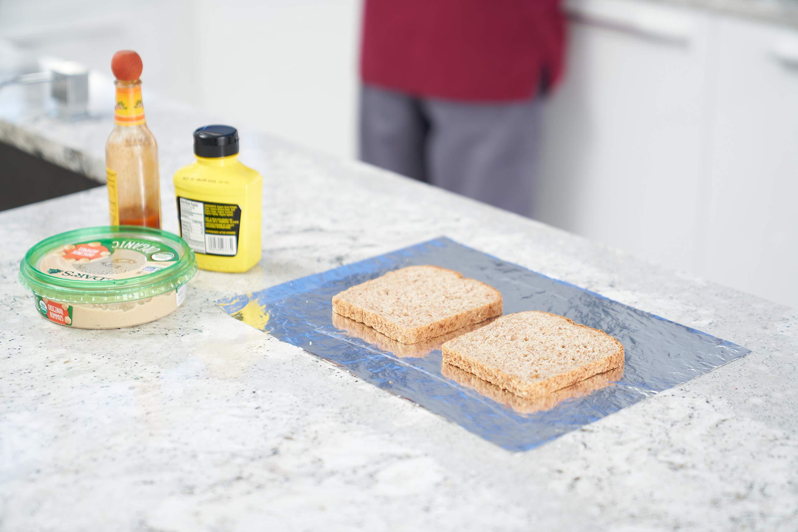 EcoQuality Pre Cut Insulated Foil Sandwich Wrap Sheets 14 x 16 inch - Cushion Foil Wrap, Silver, Aluminum Foil Wrap, Honeycomb Wrap Sheets for Sandwiches, Deli Square, Burger Wrap, to go, Restaurant, BBQ (1500)