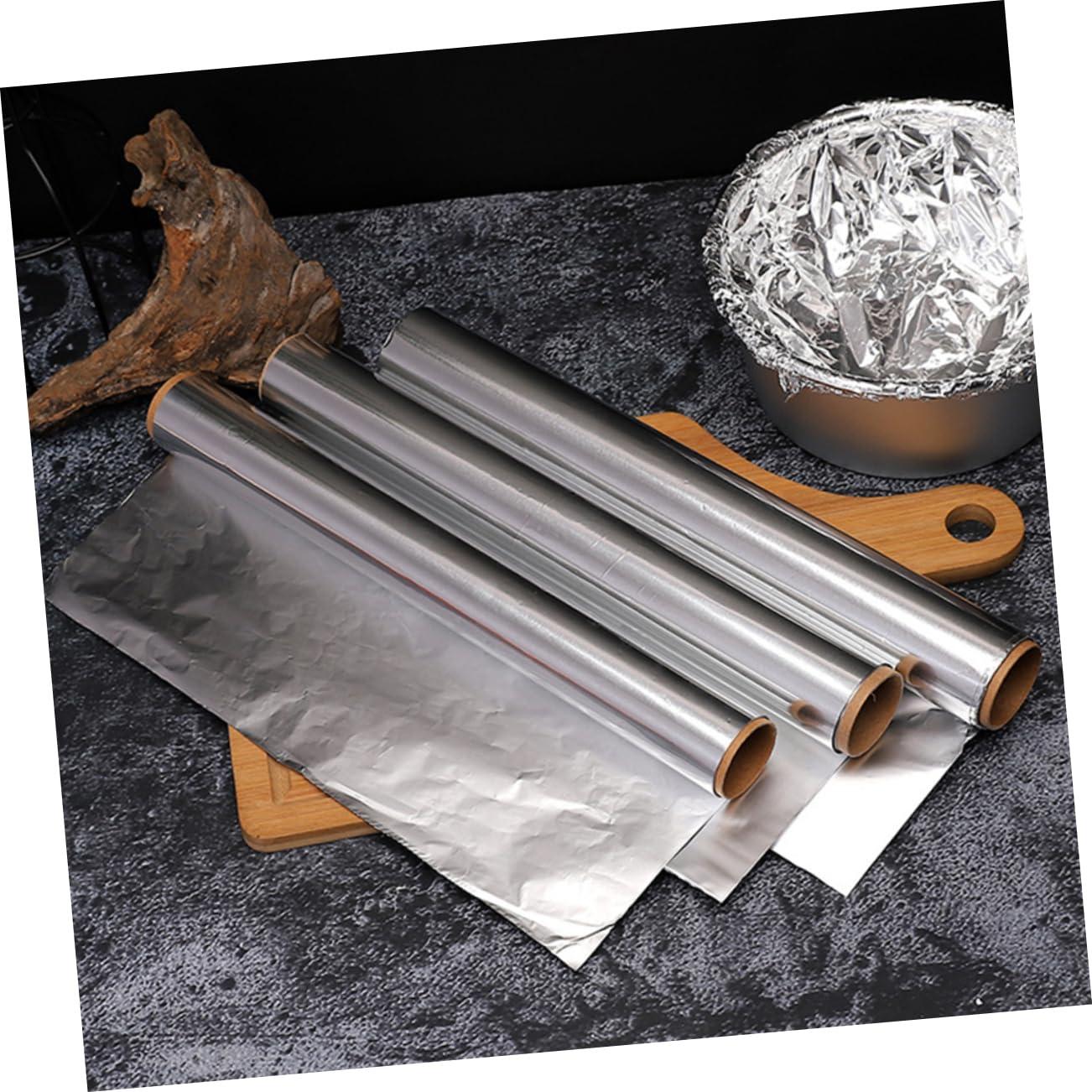 Healeved 4 Rolls aluminum foil paper aluminum foil wrap tinfoil Cooking Tin Foil tray foil pie tin BBQ Tin Foil aluminum baking tin foil wraps pan bakeware