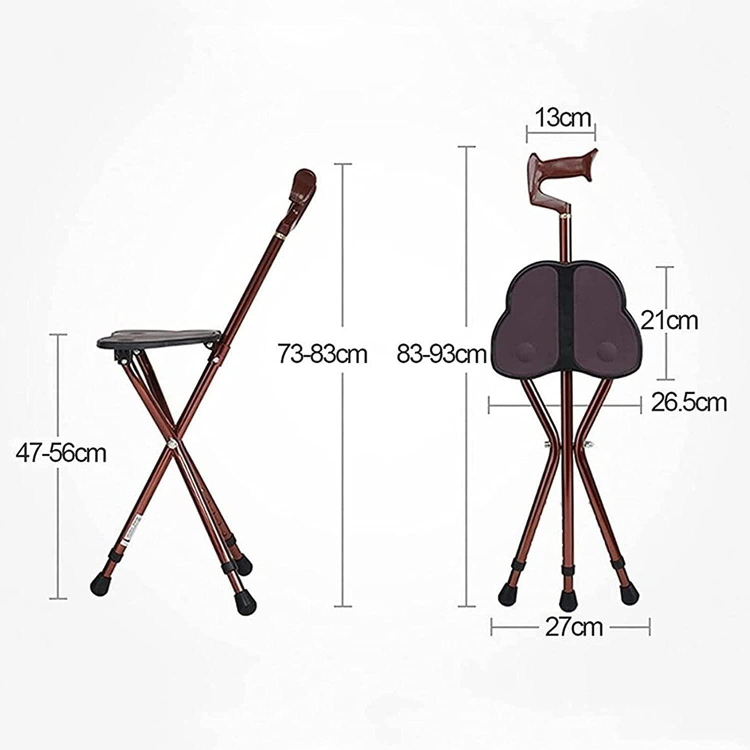 SYALEO SYALEO Crutches Tripod Crutch Chair for Elderly Aluminum Five-Speed Adjustment Walking Stick with Butterfly-Shaped Seat Lightweight Foldable Cane for Walking Load-Bearing 100kg Mobility Aid Cane