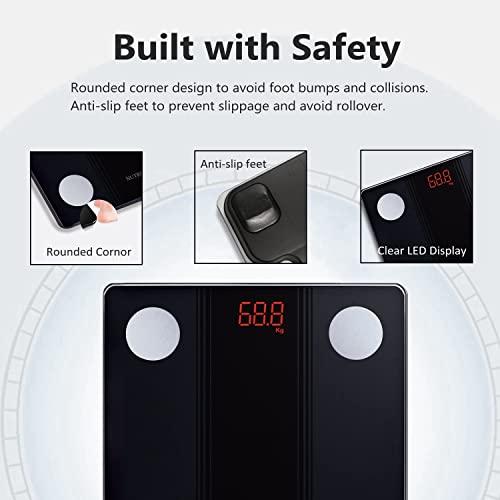 NUTRI FIT NUTRI FIT Bathroom Scale Smart Digital Bluetooth Scales for Body Weight, Body Fat, BMI Body Composition Analyzer Weighing Scale with High Precision Measurements Sync APP Heavy Duty 330lbs