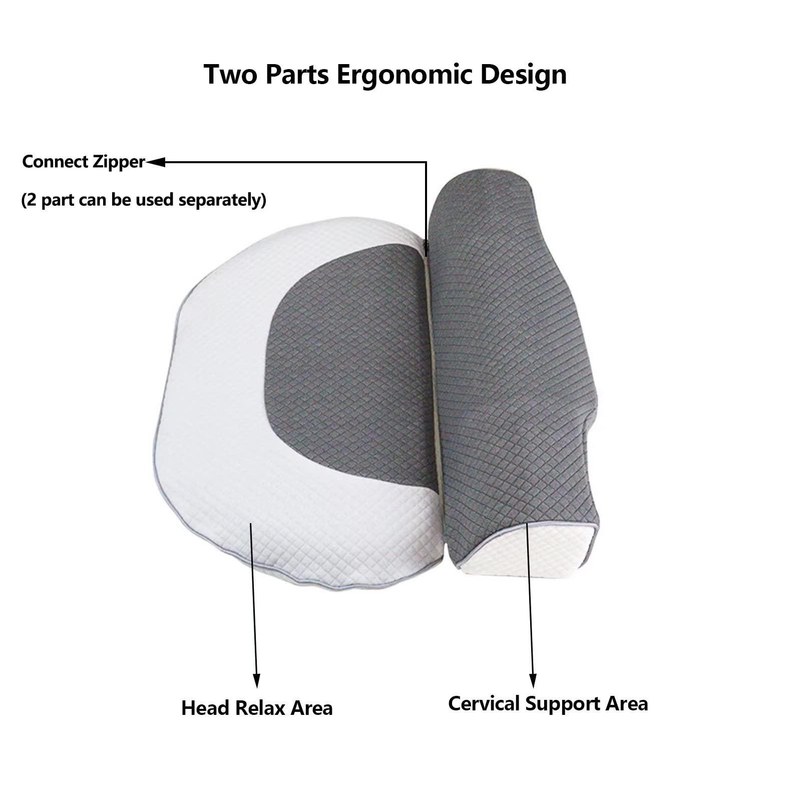 Yadlan Yadlan Side Sleeper Pillows for Adults, Neck Pillows for Pain Relief Sleeping Side Sleeper, Massage Magnets Cervical Pillow for Neck Pain Relief Ergonomic Pillow Detachable Cober with Zipper Blue