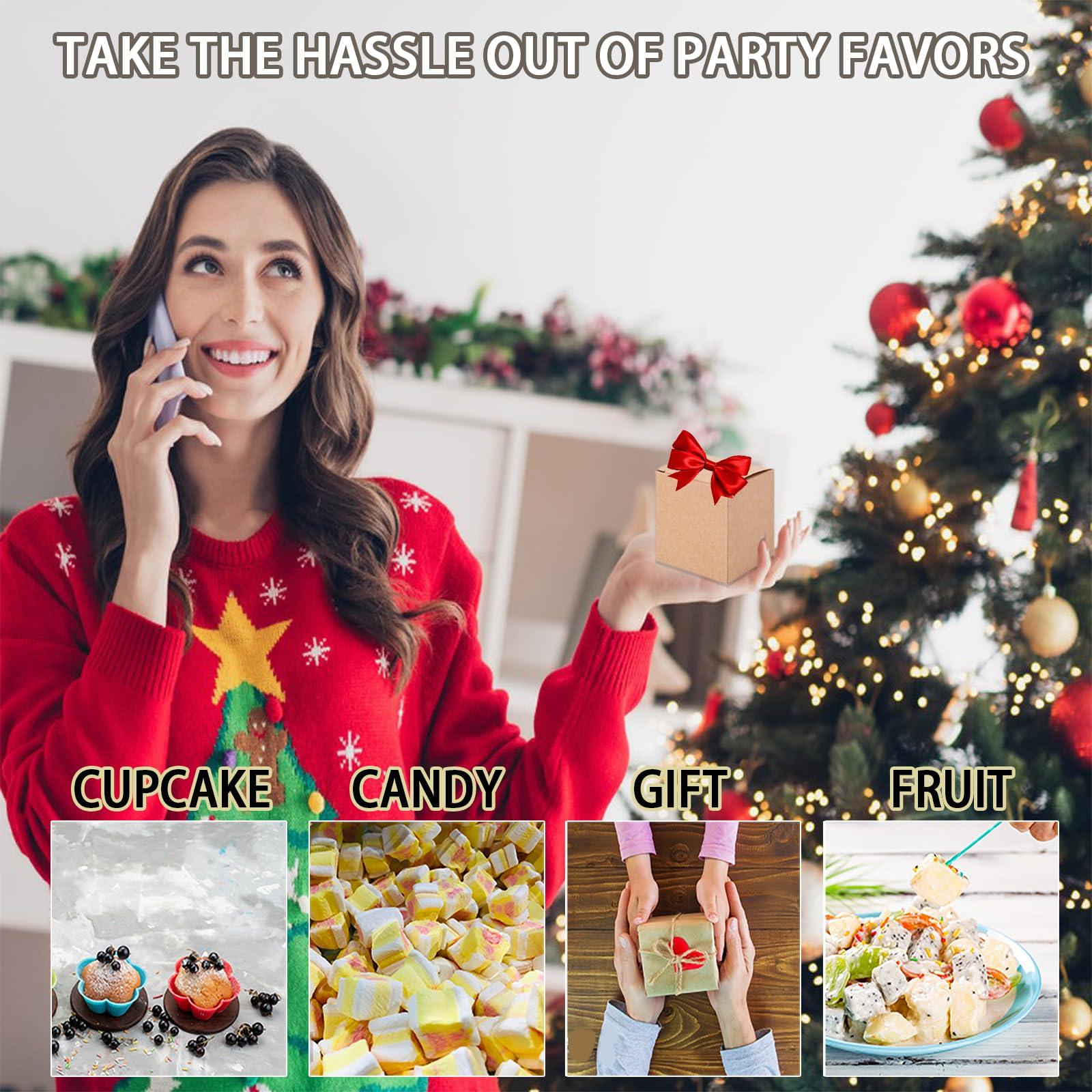 ANKROYU ANKROYU 50 Pcs Square Kraft Paper Folding Box, Brown Cardboard Gift Boxes Easy Assemble for Parties for Parties, Birthdays, Weddings, Brown Kraft Paper Box 5 X 5 X 5 cm