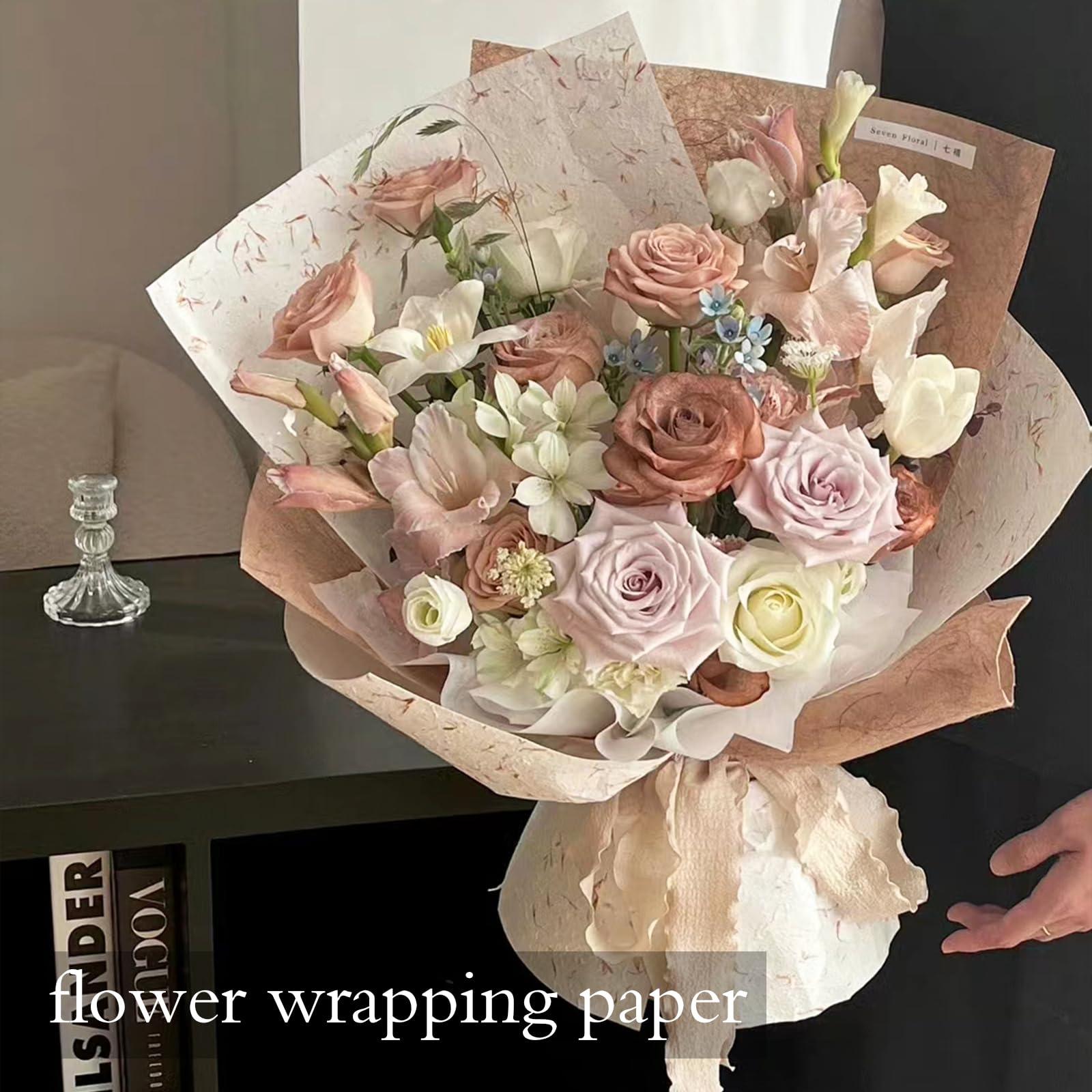 LLBWKC LLBWKC 20 Sheets Flower Wrapping Paper, Korean Cotton Wrapping Flower Paper, Non-Woven Floral Wrapping Paper, Waterproof Flower Bouquet Wrapping Paper for Florist Supplies, Gift Packaging 23x23 in