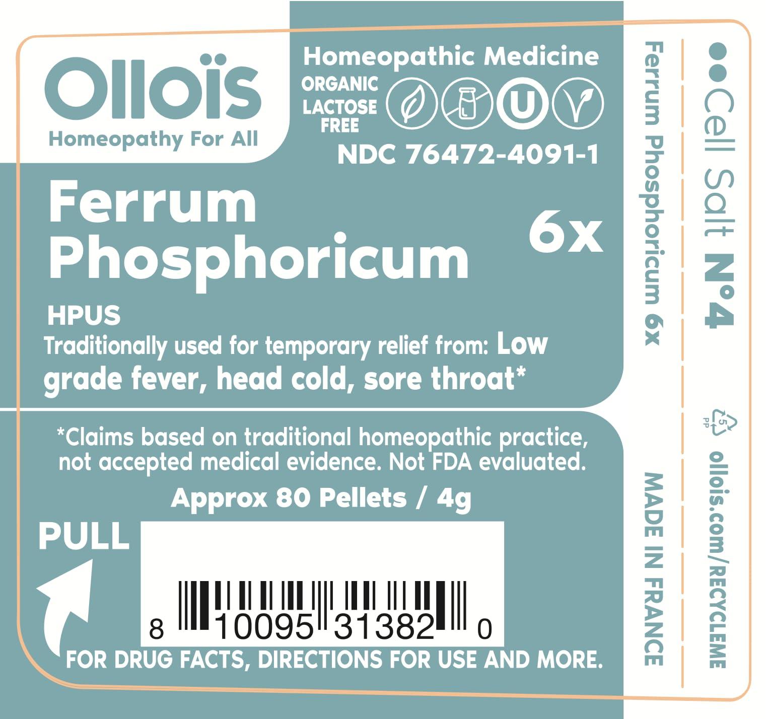OLLOS Ferrum Phosphoricum 6X - OLLOIS - Organic & Vegan Cell Salt # 4 (Pack of 3)