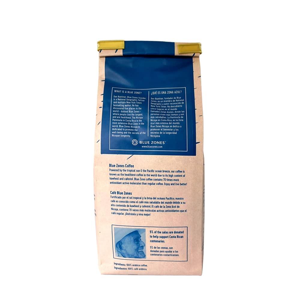 BLUE ZONES Blue Zones Nicoya - Centenarios Whole Bean Coffee - 100% Arabica Light Roast, House Blend - Fruity Caramel Flavor - All Natural, Gluten & Sugar-Free (12oz/ 340g)