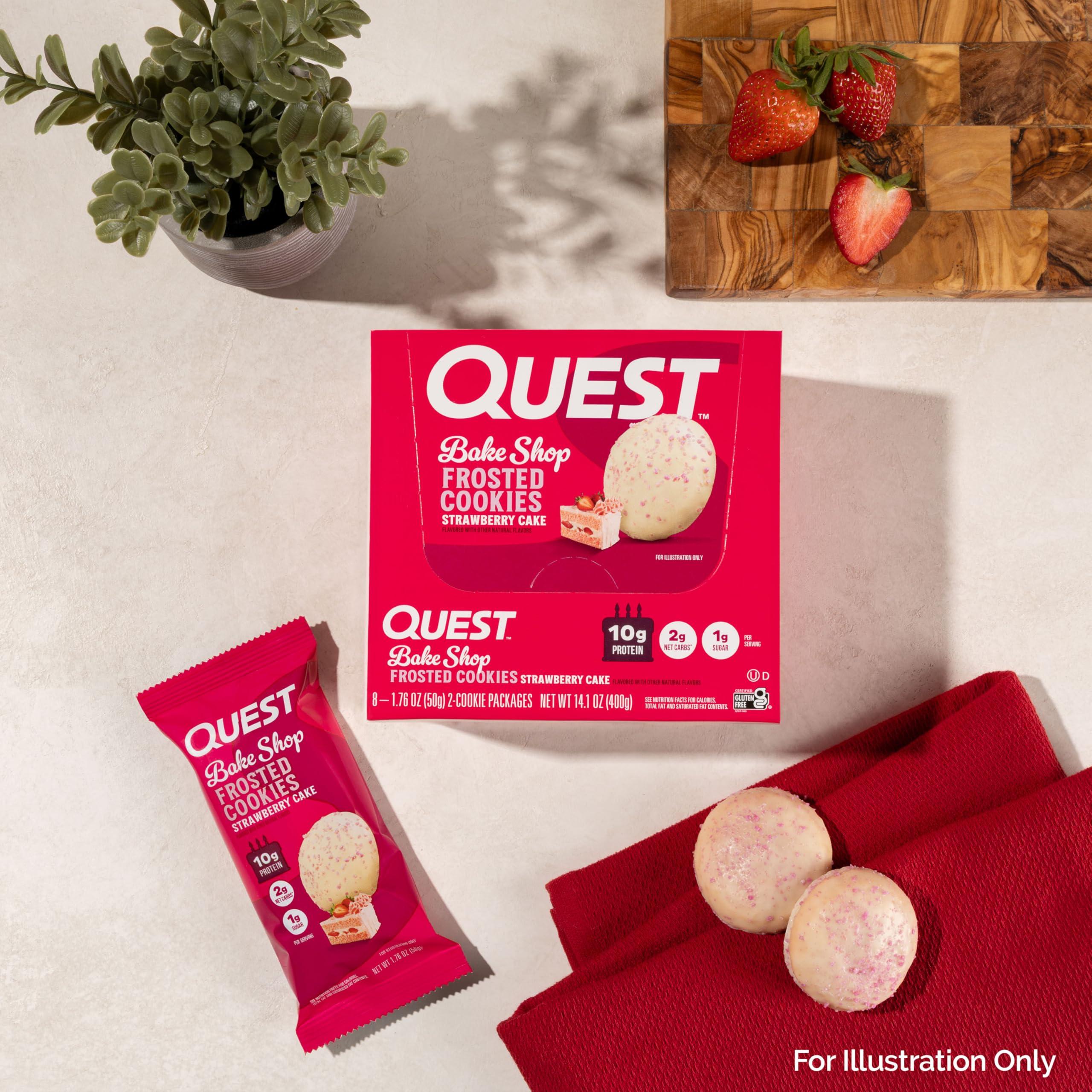 Quest Nutrition Quest Nutrition Frosted Cookies Twin Pack, Strawberry Cake, 1g Sugar, 10g Protein, 2g Net Carbs, Gluten Free, 16 Cookies