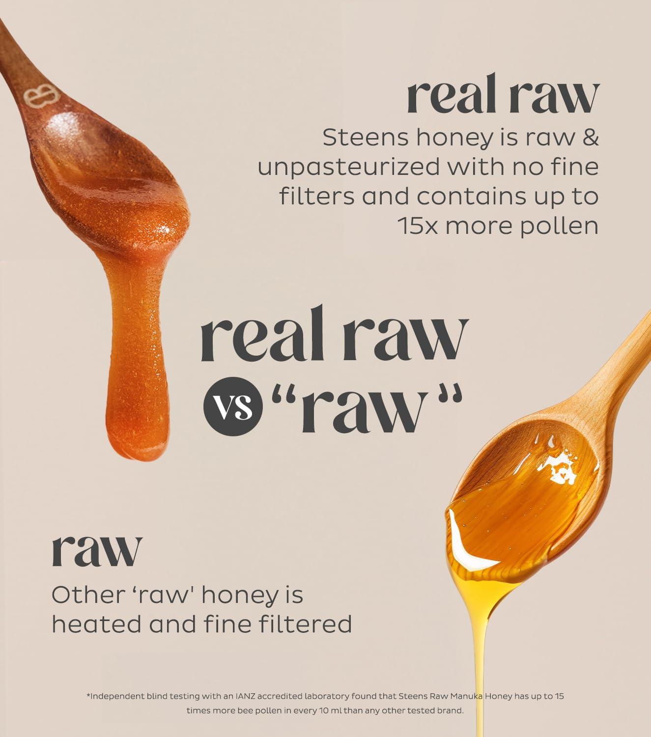 Steens Steens Manuka Honey - MGO 830+ - Pure & Raw 100% Certified UMF 20+ Manuka Honey - Bottled and Sealed in New Zealand - 4 x 7.9 oz