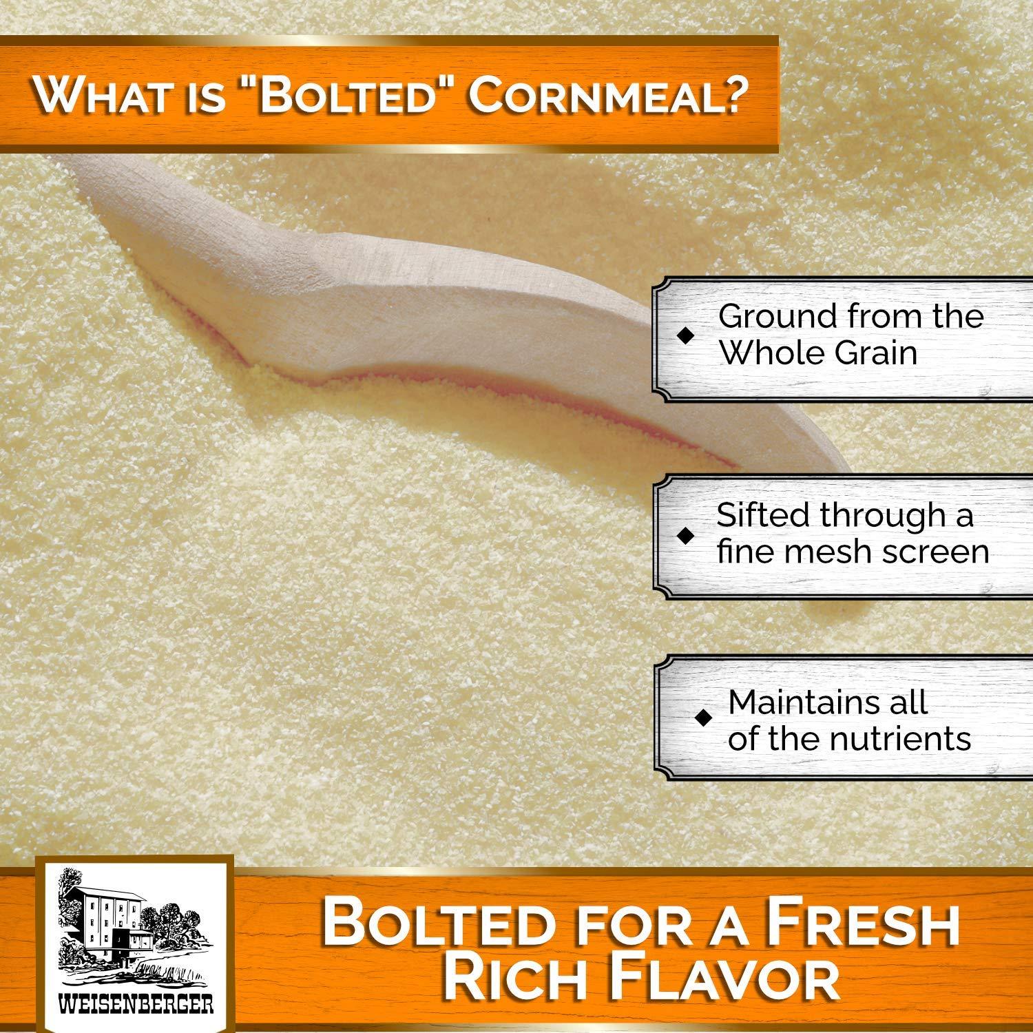 Weisenberger Weisenberger Stone Ground Corn Meal - Fine Ground Cornmeal for Bread, Fish Batter, and More - Bolted White Cornmeal - Made from Local, Non GMO Corn- 5 lb