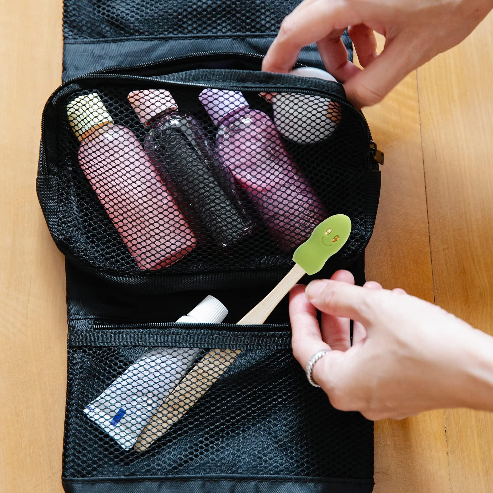 EXCEART 4pcs Kawaii Cartoon Travel Toothbrush Holder Covers Portable Silicone Toothbrush Case for Home Daily Travel Outdoor (Red Spaceship+ Cartoon Person+ Green Leaves+ Yellow Chicks) Random Style