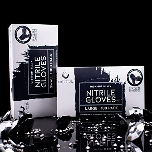 Colortrak Colortrak Luminous Collection Disposable Nitrile Gloves (100 Pack), Black, Large, Single-Use, Allergy-Safe, Latex-Free, Powder-Free, Odor-Free, Textured Finger Tips