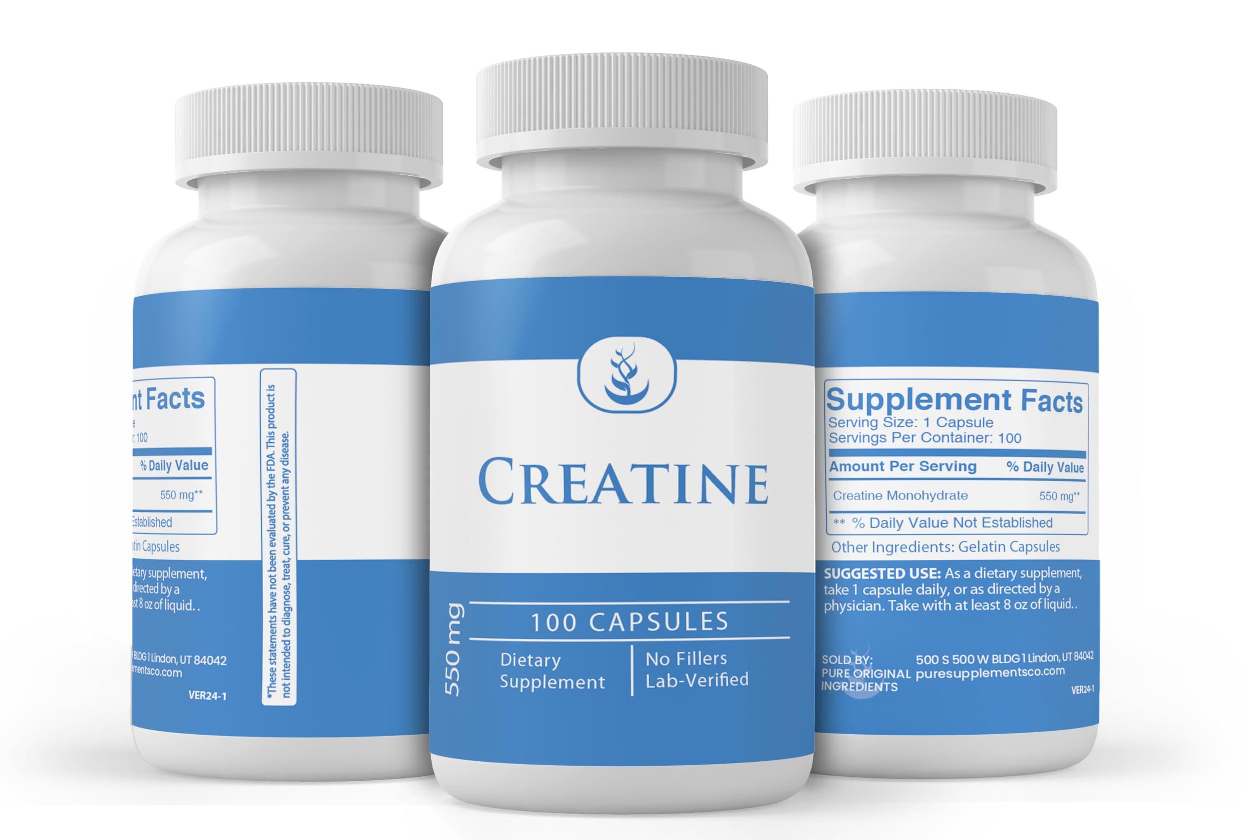 PURE ORIGINAL INGREDIENTS PURE ORIGINAL INGREDIENTS Creatine, (100 Capsules) Always Pure, No Additives Or Fillers, Lab Verified