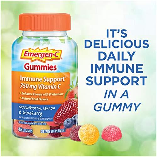 Emergen-C Emergen-C 750mg Vitamin C Gummies for Adults, Immune Support Gummies, Gluten Free, Strawberry, Lemon and Blueberry Flavors - 45 Count