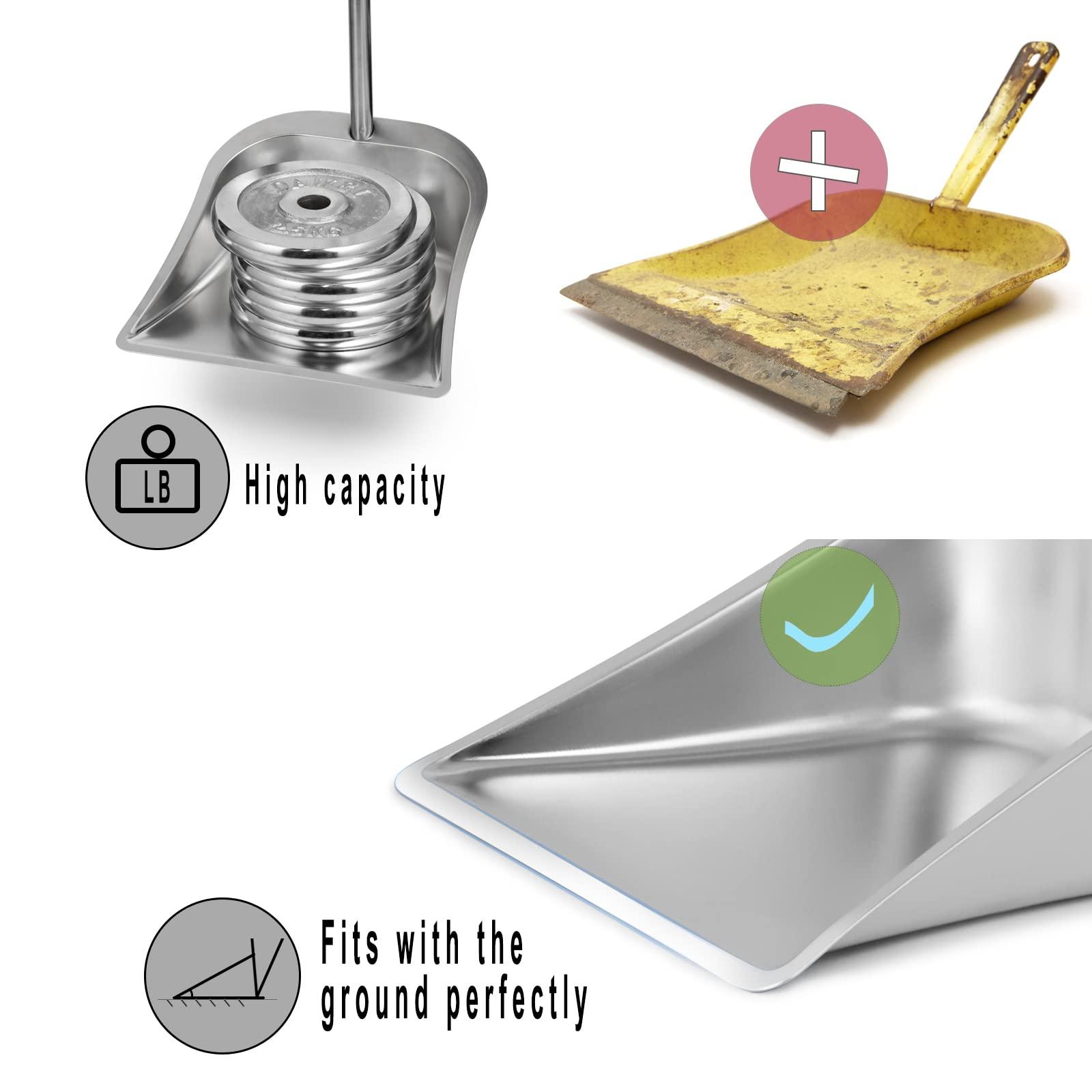 SUTINE Broom and Dustpan Set for Home, 56\" Kitchen Broom with Dustpan Combo Set, Heavy Duty Dustpan with Long Handle, Upright Metal Dust Pan Broom for Sweeping Indoor Outdoor Home Office Lobby Floor