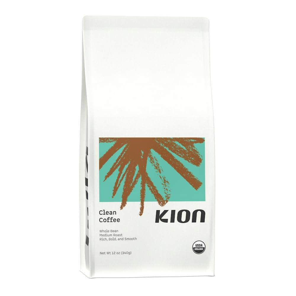 Kion Kion Organic Whole Bean Coffee, Tested for Toxins, Ethically Sourced, Rich, Bold, and Smooth, Medium Roast 12 Oz (1 Pack)