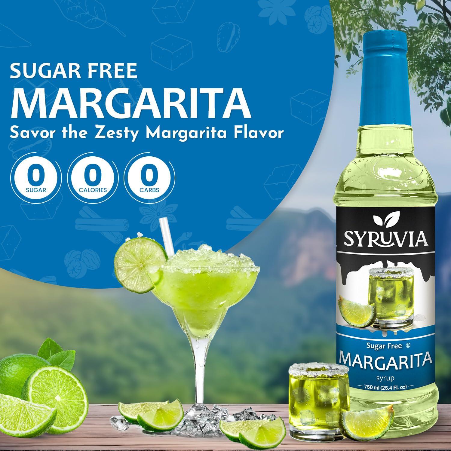 SYRUVIA Syruvia Sugar-Free Lime Margarita Syrup - 25.4 fl oz. Premium Cocktail Mixer. No Calories, Gluten-Free, and Keto-Friendly. Ideal for Enhancing Drinks, Cocktails, Mocktails, and More.