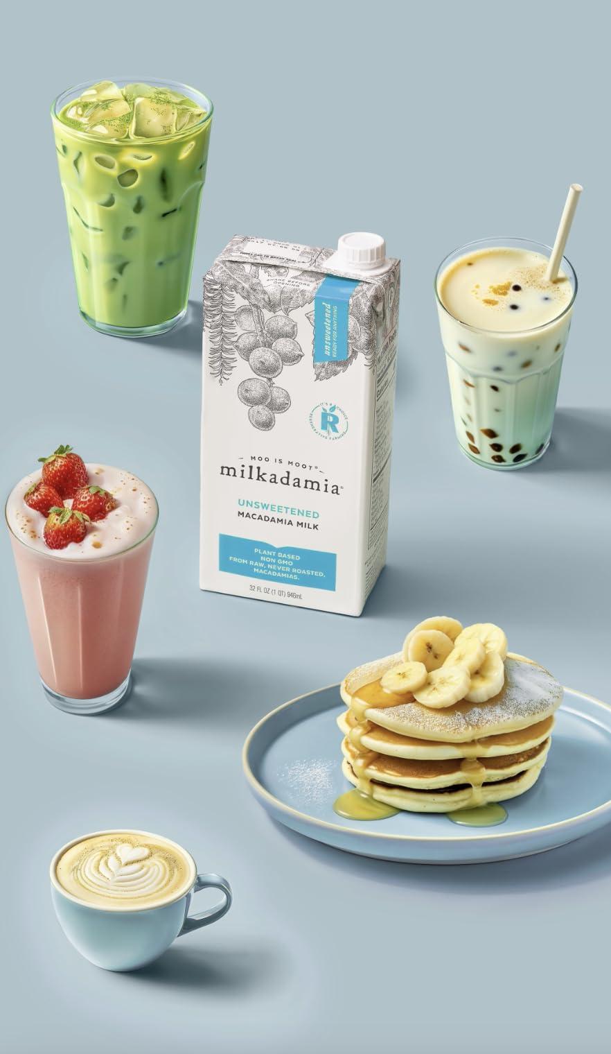 Milkadamia milkadamia Macadamia Milk - Unsweetened - 32 Fl Oz (Pack of 6) - Lactose Free, Vegan, Shelf Stable, Plant Based, Non Dairy, Dairy Free