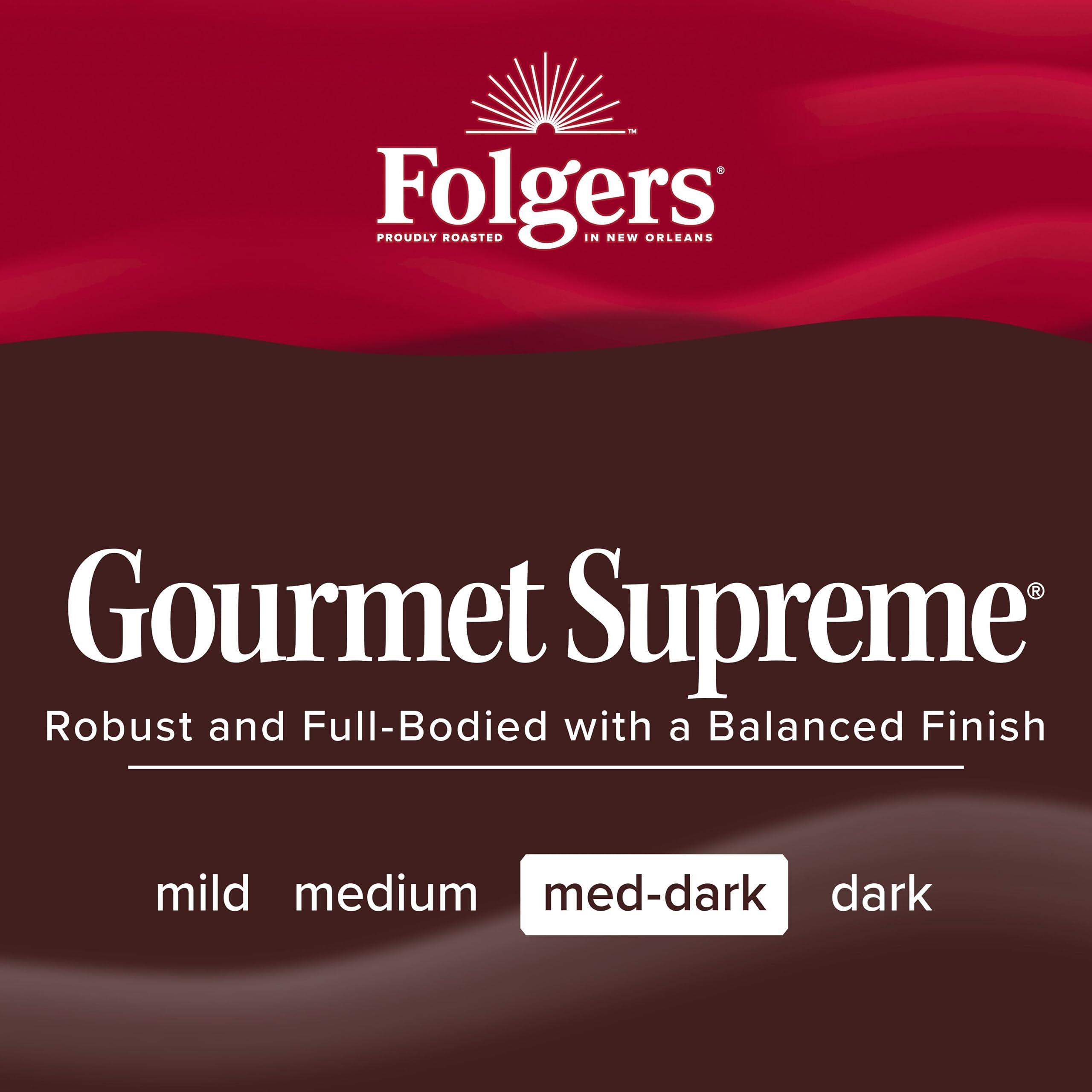 Folgers Folgers Gourmet Supreme Medium-Dark Roast Ground Coffee, 22.6 Ounce Canister