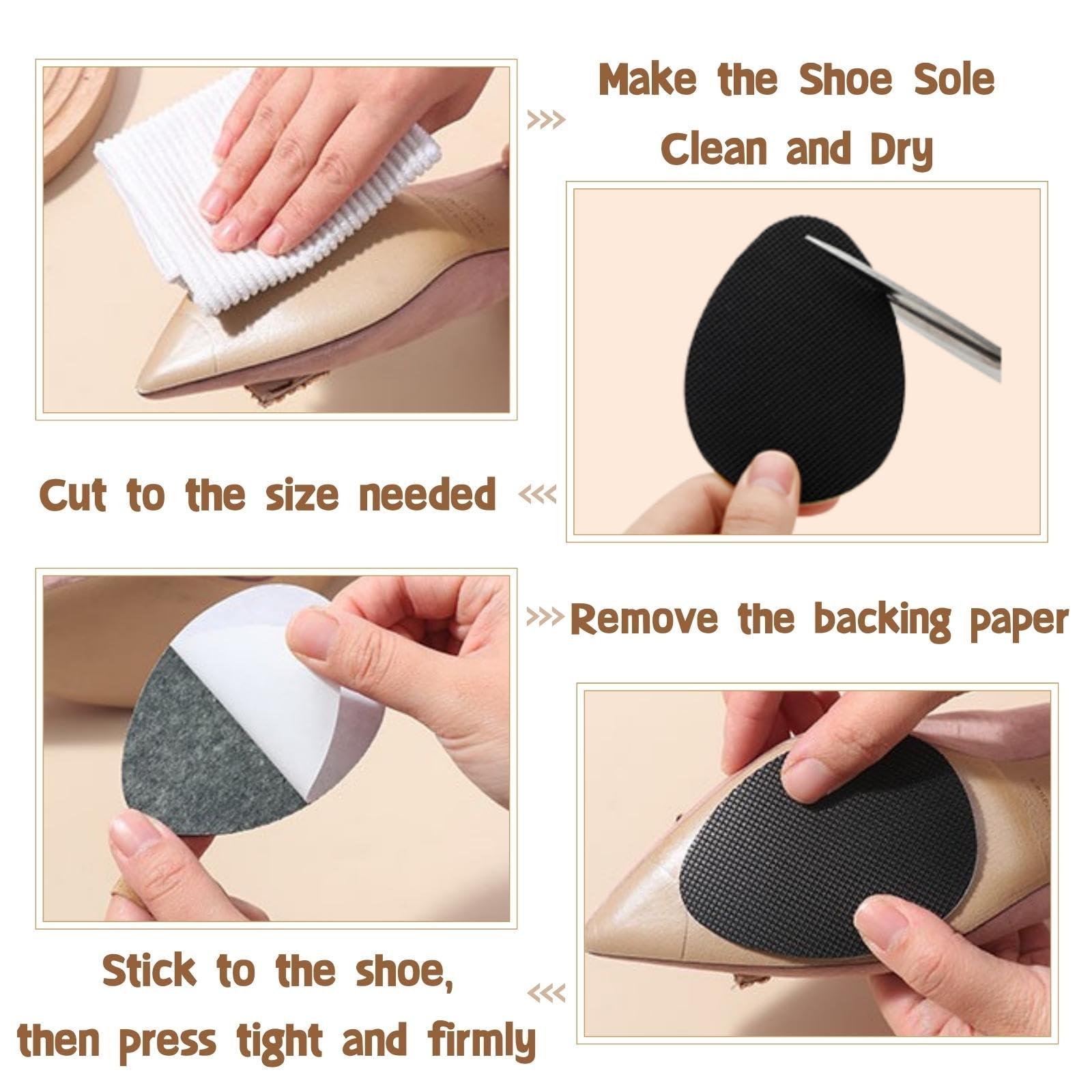 EACOZY Non-Slip Shoe Pads, Shoe Sole Protectors for Bottom of Shoes, 6PCS Anti-Slip Soles for Shoes, Self-Adhesive, Black