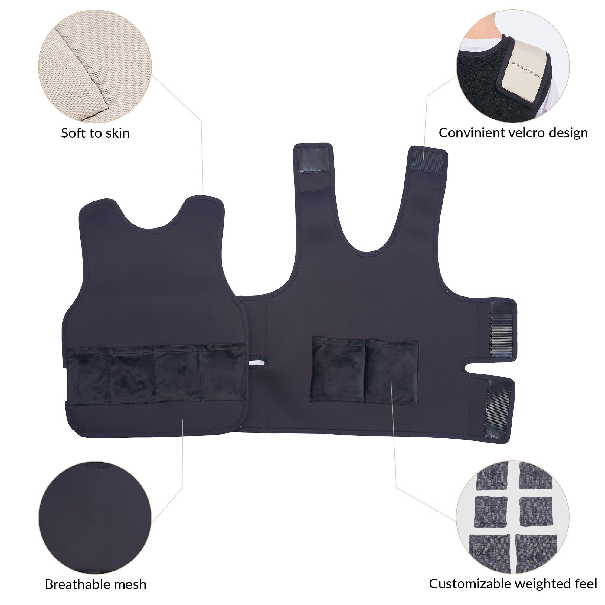 ODOXIA Weighted Vest for Kids | Provide Deep Pressure Comfort | ADHD Tools for Kids | Autism Sensory Clothing | Adjustable Weighted Vest | Weighted Compression Vest (Beige, Large)