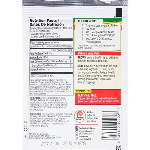 Lawry's LAWRYS Spices & Seasonings Chili 1.48 OZ(Pack of 3)