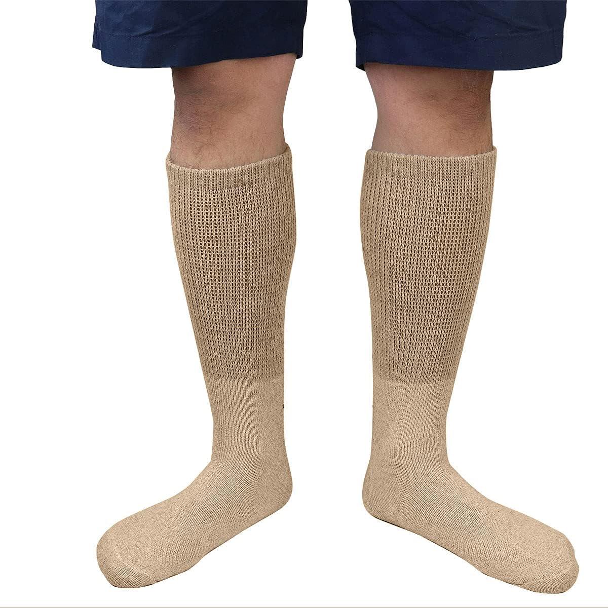 Falari Falari 12-Pack Crew Length Diabetic and Circulatory Non Binding Physicians Approved Socks 10-13 Khaki