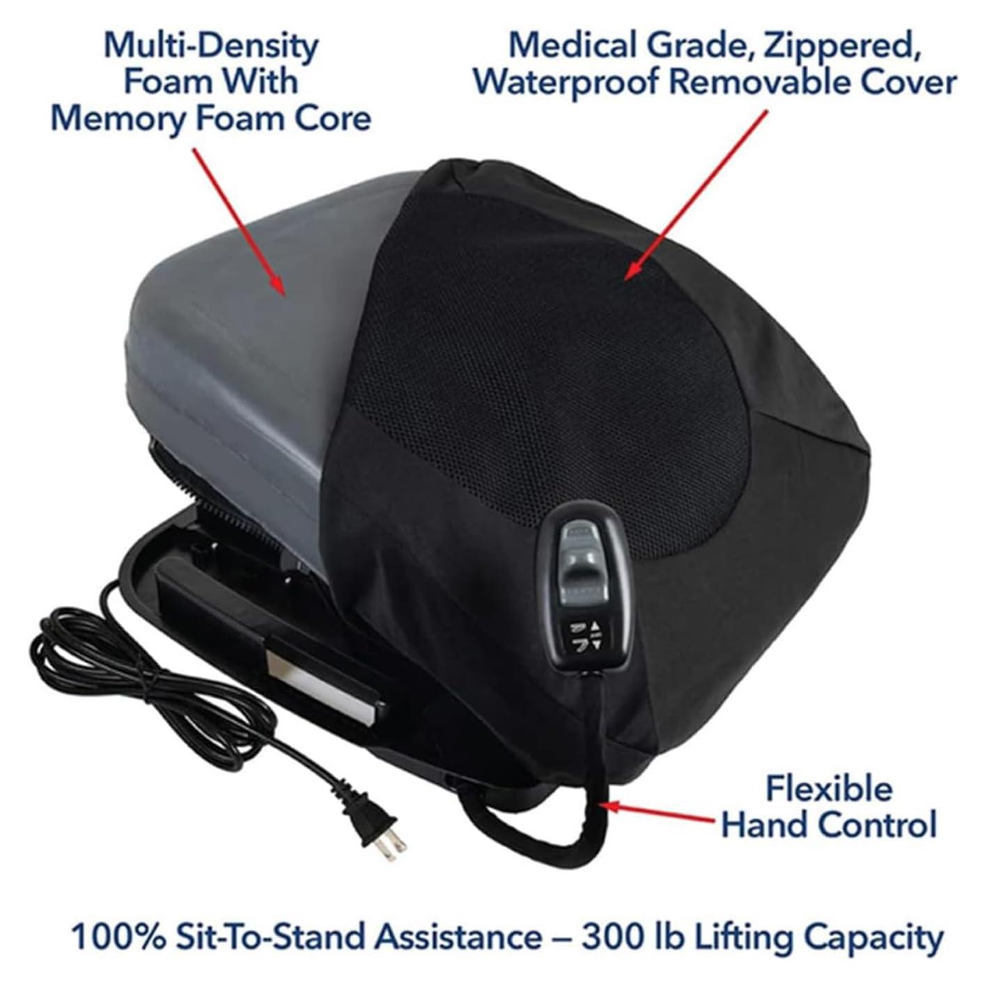 EXQST Electric Lifting Chair Cushion, Portable Chair Lift for Stand Assist, Sit to Stand Lift Supports up to 300 lbs, Designed to Fit On Most Armchairs, Couches, Sofas for Help The Elderly and Disabled