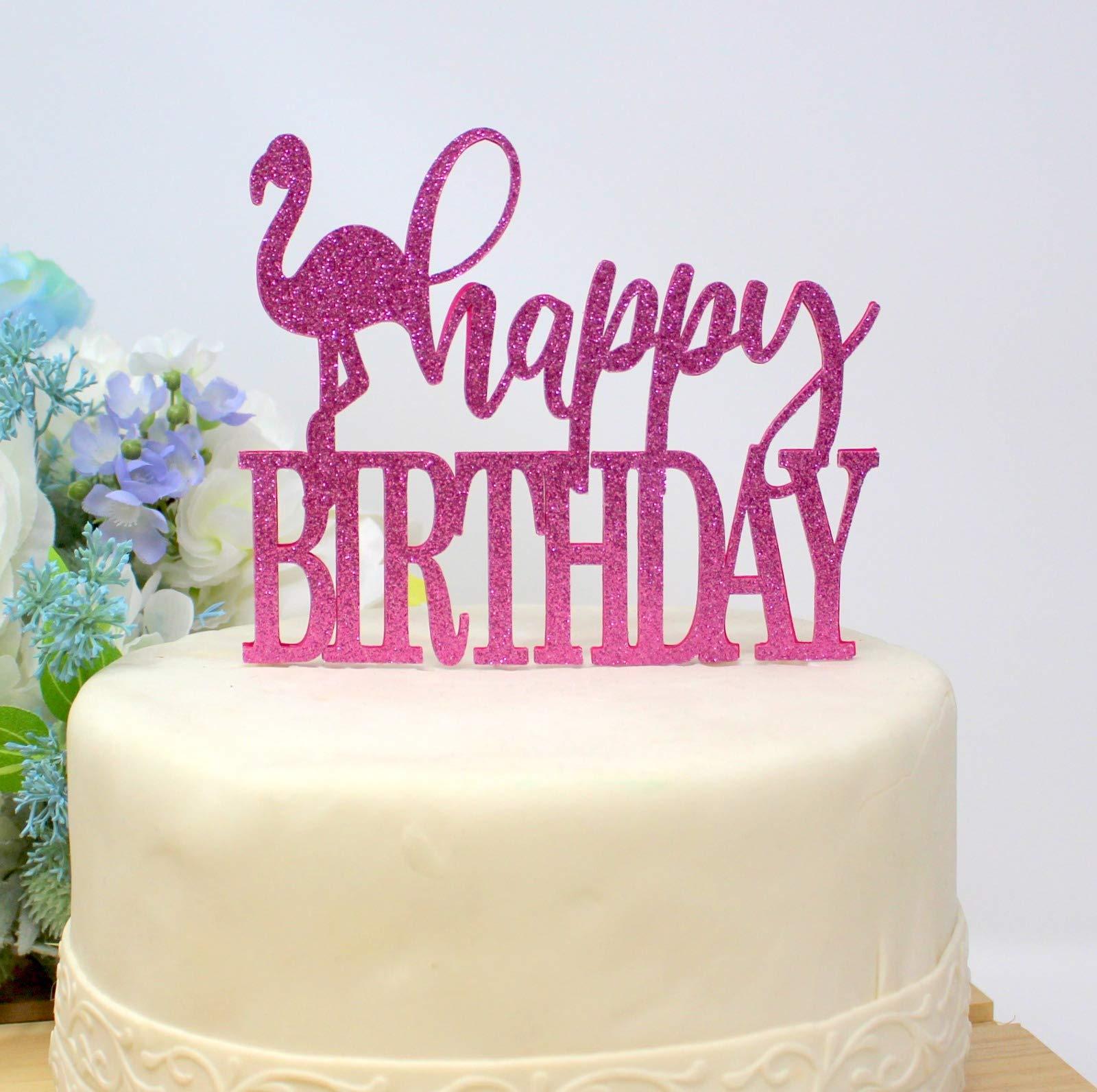 All About Details All About Details Flamingo Theme Happy Birthday Cake Topper, 1PC, Birthday Cake Topper, Birthday Photo Props, Summer Party, Photo Props (Pink)