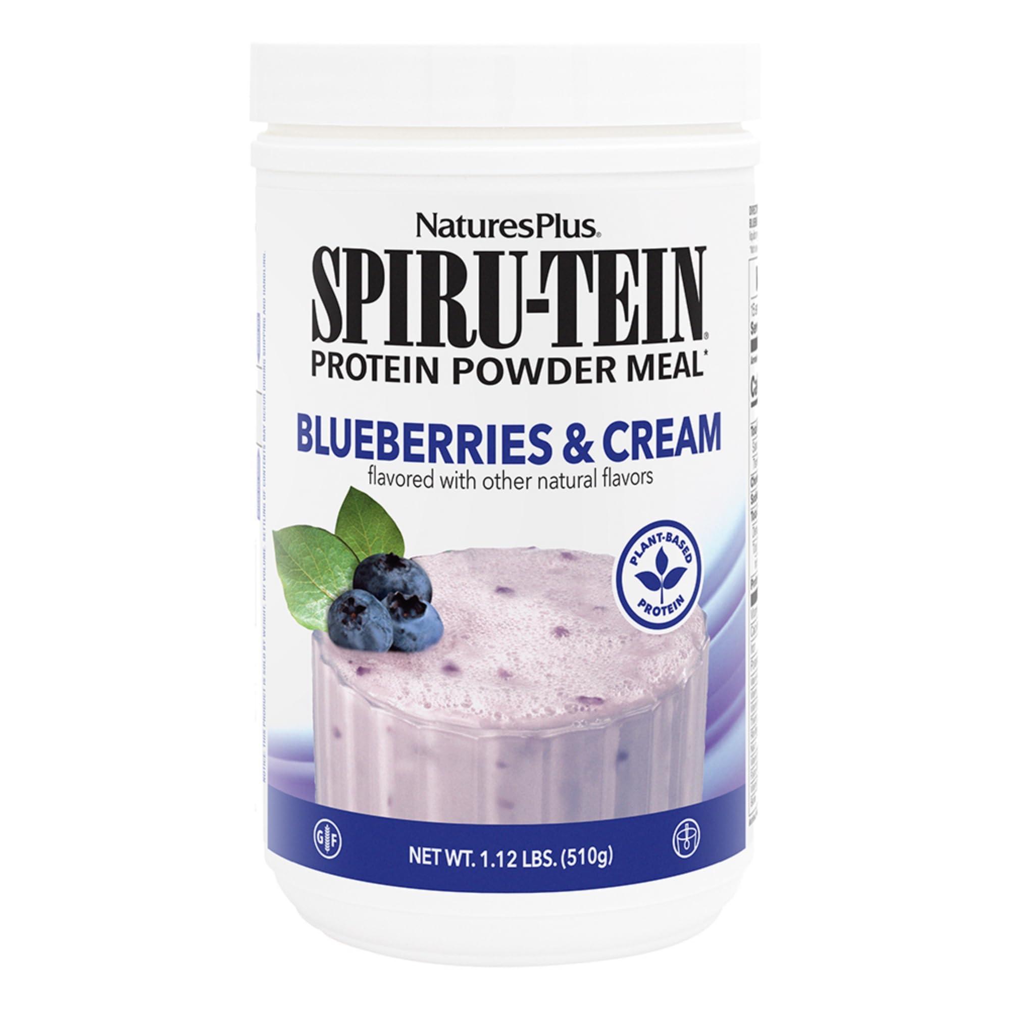 Nature's Plus NaturesPlus SPIRU-TEIN, Blueberries & Cream - 1.12 lb - Plant-Based Protein Powder - Vitamins & Minerals for Energy - Vegetarian, Gluten Free - 15 Servings