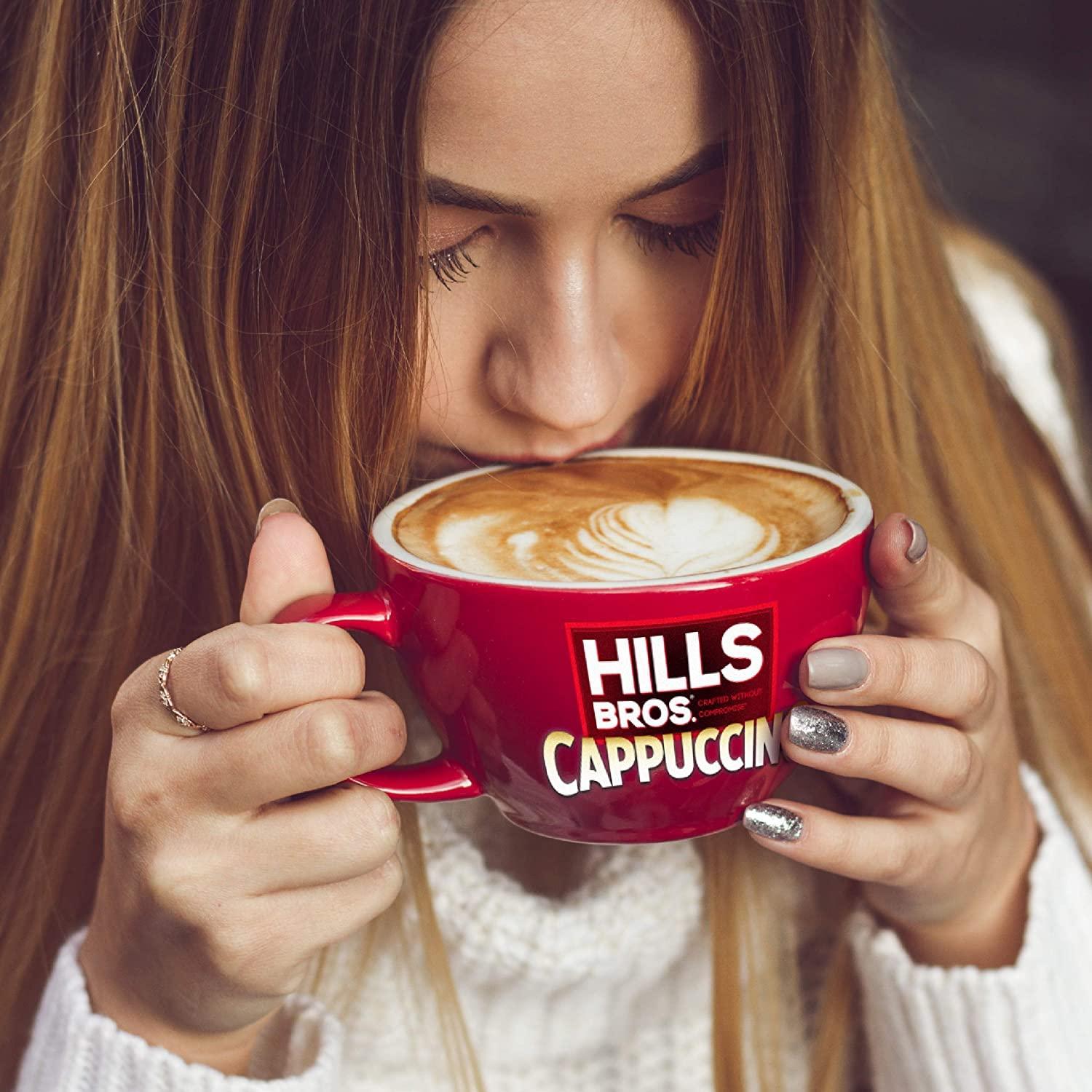 Hills Bros Hills Bros. Instant Cappuccino Mix, Sugar Free French Vanilla (12 Oz, Pack of 1) Convenient and Versatile, Instant Hot or Iced Coffee, Frothy & Rich Vanilla Flavor - Just Add Water