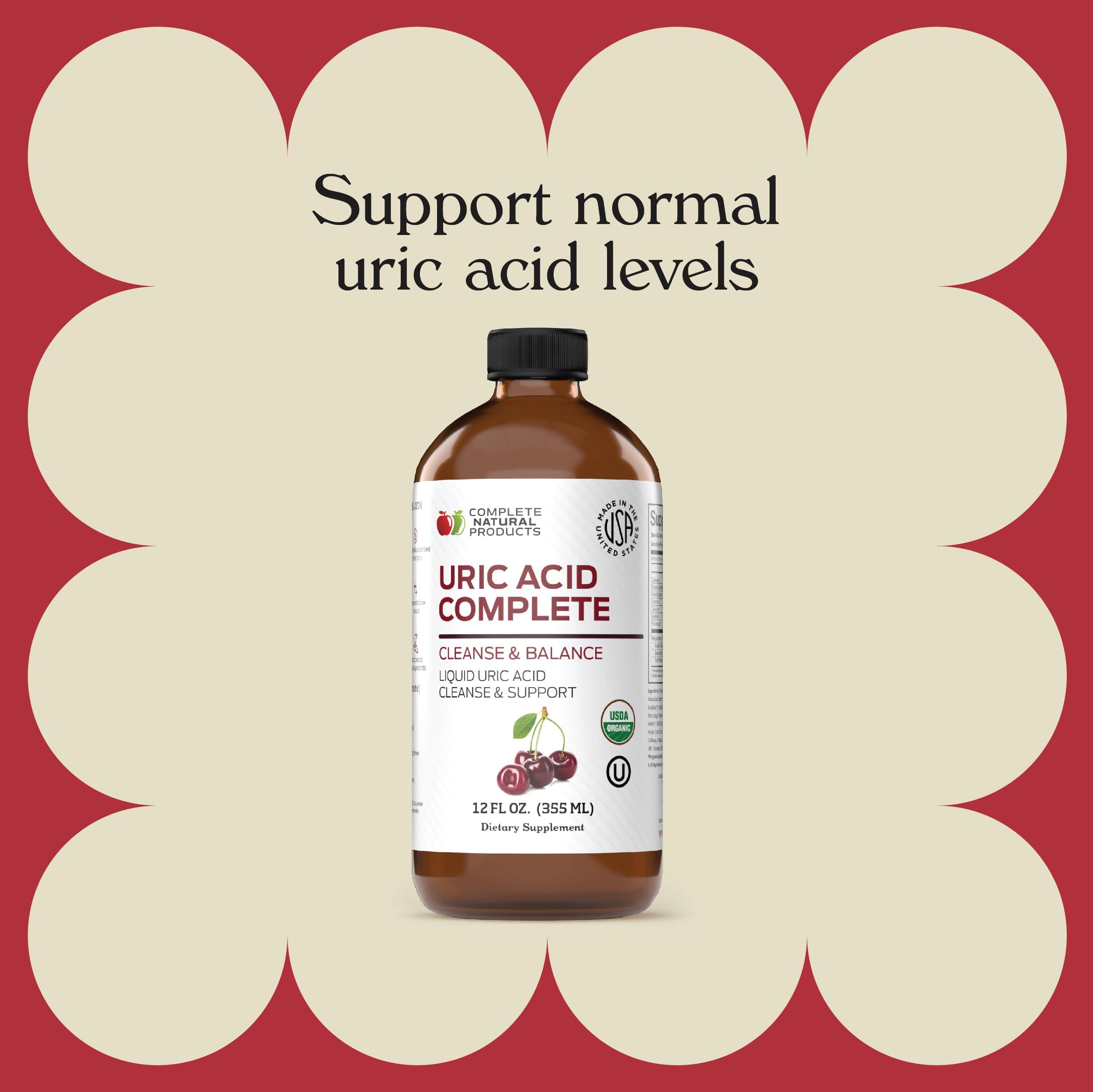 Complete Natural Products Complete Natural Uric Acid Complete - Liquid Supplement to Support Uric Acid Cleanse, Kidney Health & Blood Circulation with Apple Cider Vinegar, Tart Cherry, Beet Root, Lemon, Cinnamon - 12oz