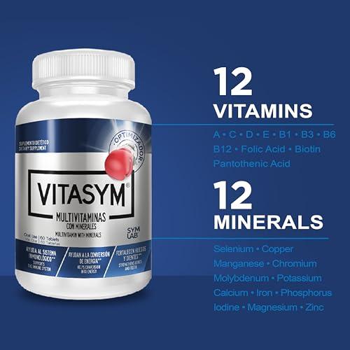 VITASYM VITASYM, multivitamin, Vitamin A, Vitamin C, Vitamin D, Vitamin E, Vitamin B12, Vitamin B6, Calcium, zinc, Phosphorus, Potassium, Iron, Minerals, biotin, thiamine, Magnesium, Chromium, riboflavin.