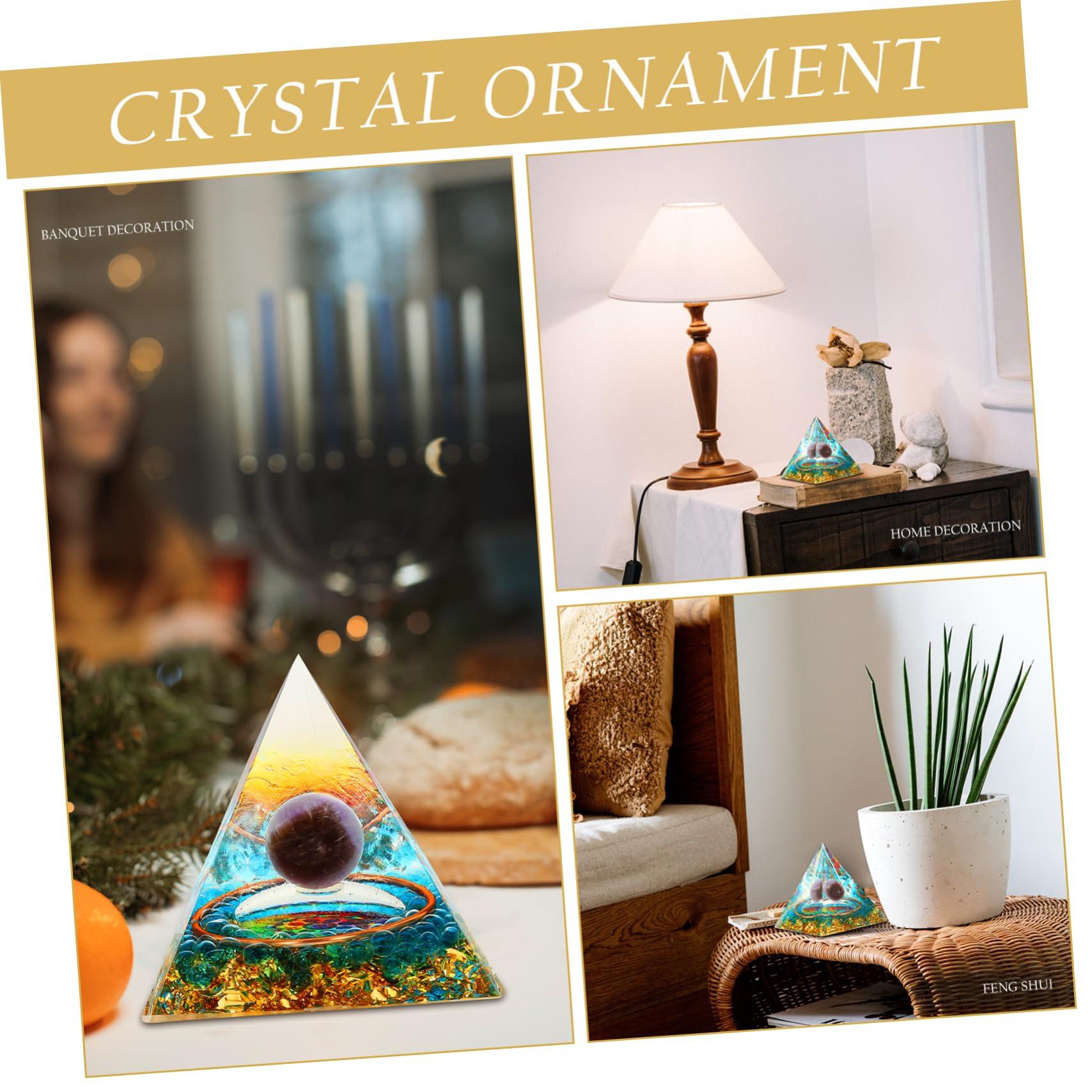 FRCOLOR FRCOLOR Moldavite Crystal Pyramid Pendulum Decorative Egyptian Decor Home Accessory Wear-resistant Resin Pyramid Car Decoration