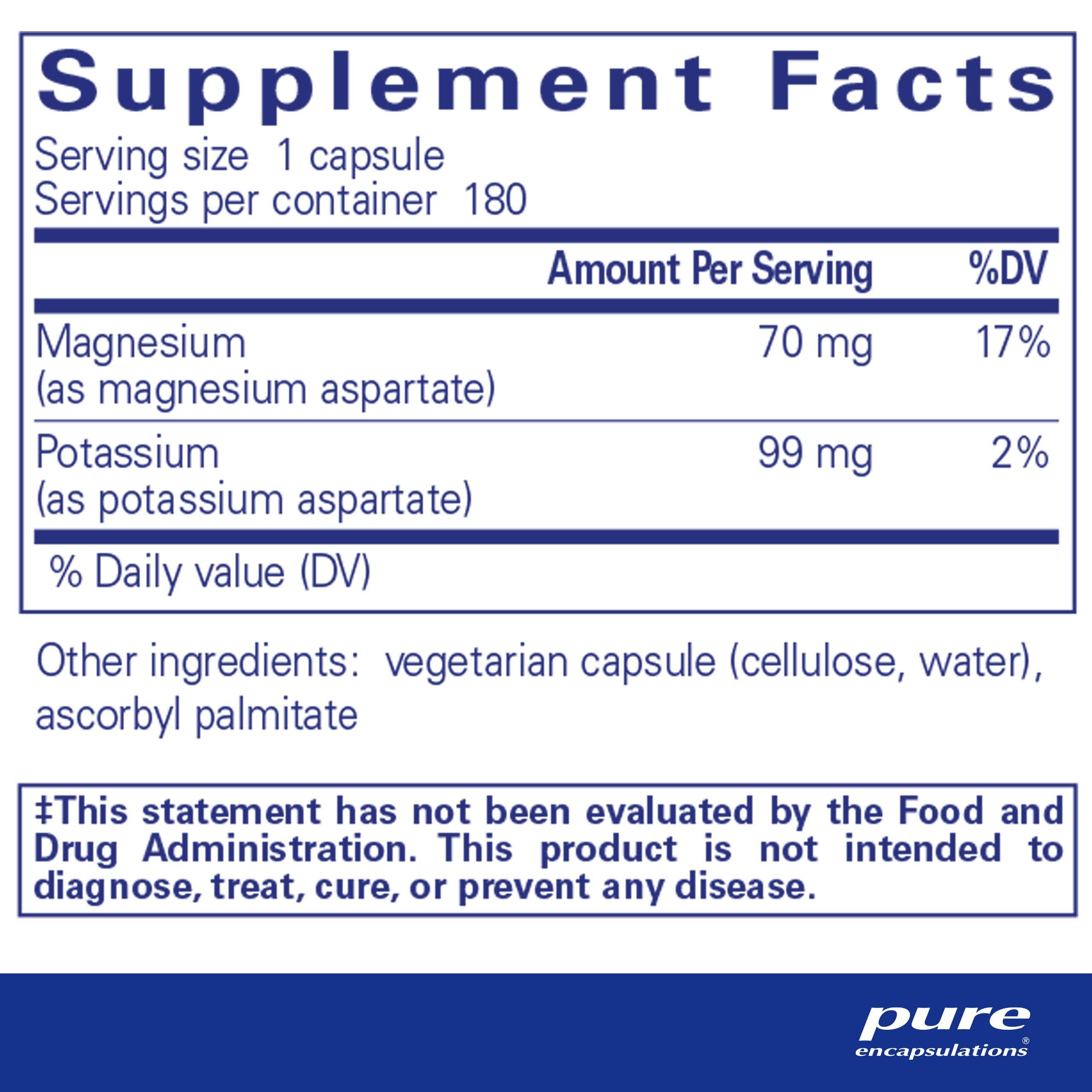 Pure Encapsulations Pure Encapsulations Potassium Magnesium (Aspartate) | Supplement to Support Heart, Muscular, Bone, and Nerve Health* | 180 Capsules