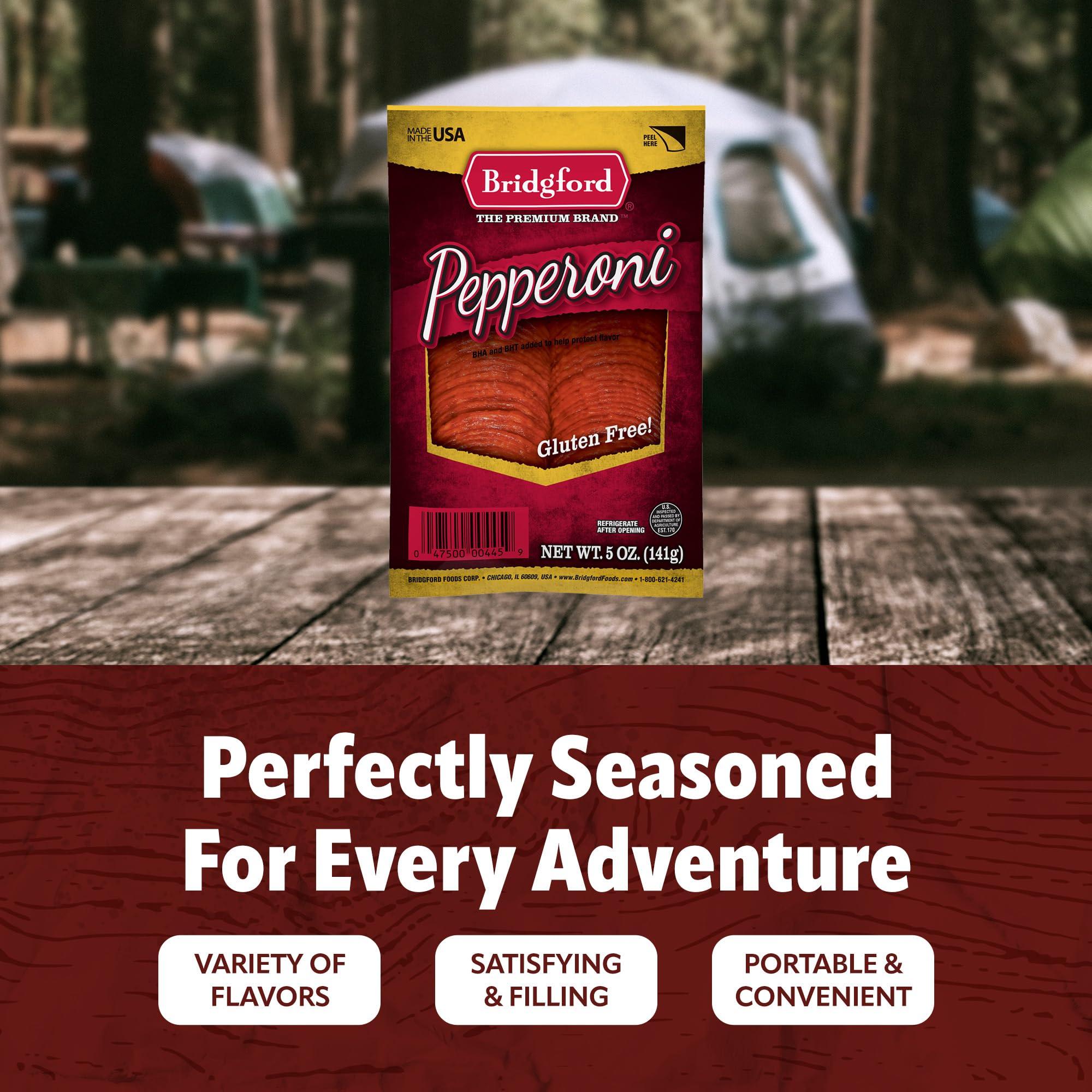 Bridgford Bridgford Sliced Pepperoni 5 oz Pack of 2 - Gluten-Free Pepperoni Slices for Pizza and Sandwiches - Zero Carb Sliced Pepperoni for Keto Diets - Ready-to-Eat Pepperoni Slices for On-the-Go Snacking