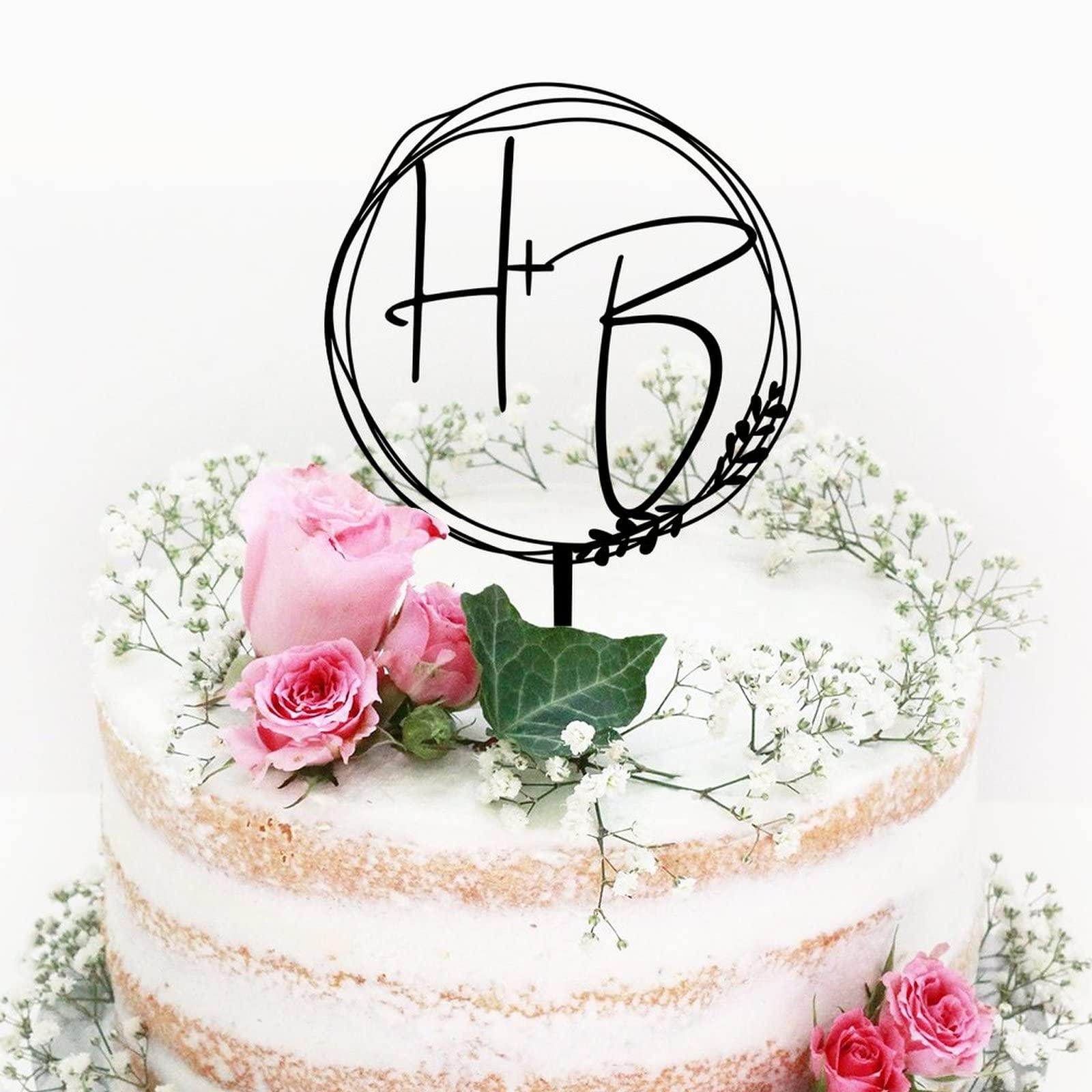 NoneQeleve Personalized Initials Wedding Cake Toppers,Custom Letter Cake Topper,Monogram Wedding Cake Toppers ,Acrylic Cake Topper Speical Event Decor