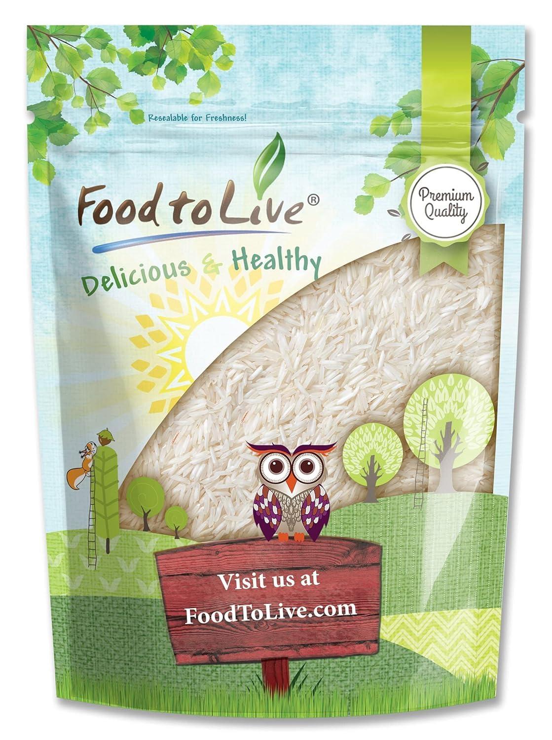 Food to Live Food to Live Long Grain White Rice, 5 Pounds Raw, Vegan, Kosher. Easy to Cook. Stays Separate and Fluffy. Rich in Iron and Low in Fat. Great as Side Dish. Perfect for Stuffing, Pilafs, and Salads