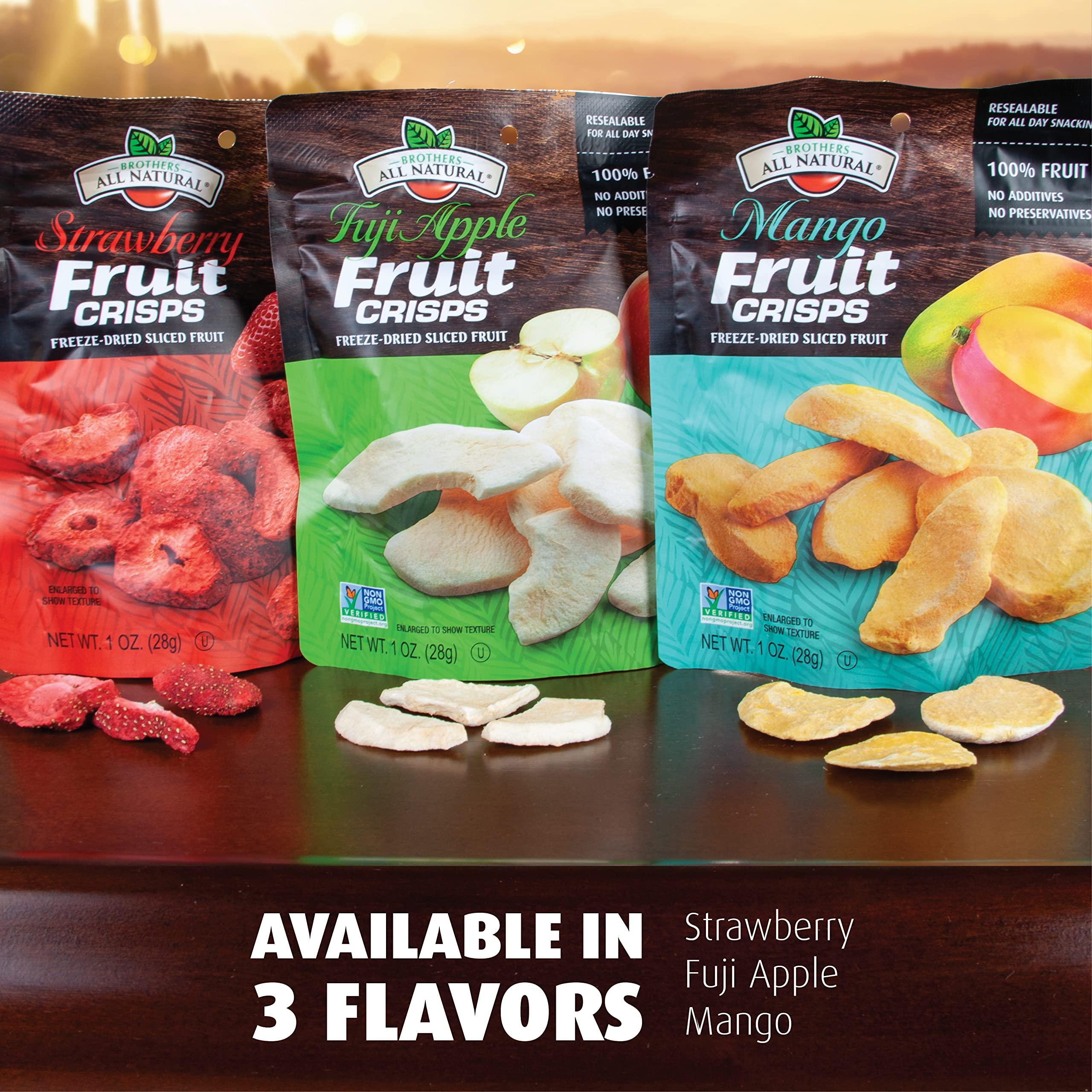 Brothers-ALL-Natural Brothers All Natural, Strawberry Freeze Dried Fruit Crisps, Gluten Free, Non-GMO, Nothing Added, 1 oz. Resealable Pouch (Pack of 8)