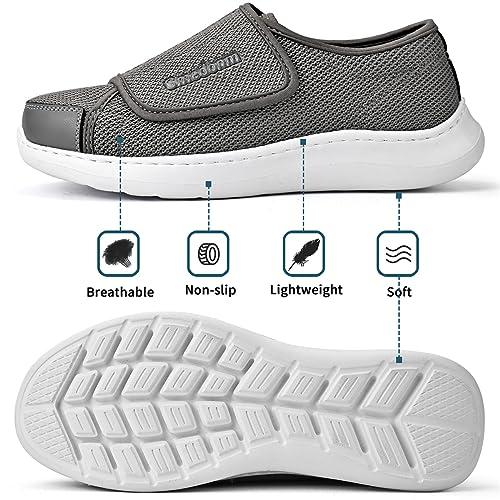 Gmedonm Gmedonm Men\'s Wide Width Shoes with Adjustable Lightweight for Diabetic Edema Plantar Fasciitis Bunions Arthritis Swollen Feet Elderly Seniors Velcro Straps Walking Shoes and Widening Elderly shoes