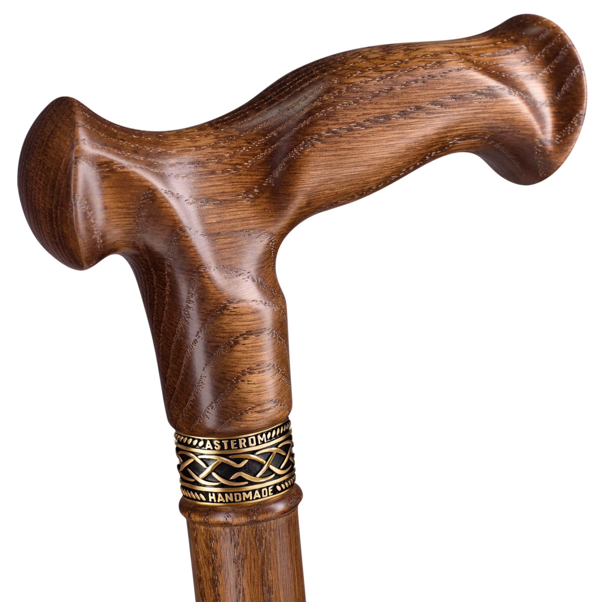 Asterom Asterom Walking Cane - Handmade, Ergonomic, Wooden Canes for Men & Women - Unique Wood Walking Sticks for Seniors (Caramel, 38 Inches)