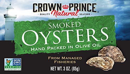 Crown Prince Crown Prince Natural Smoked Oysters in Pure Olive Oil, 3-Ounce Cans (Pack of 18)
