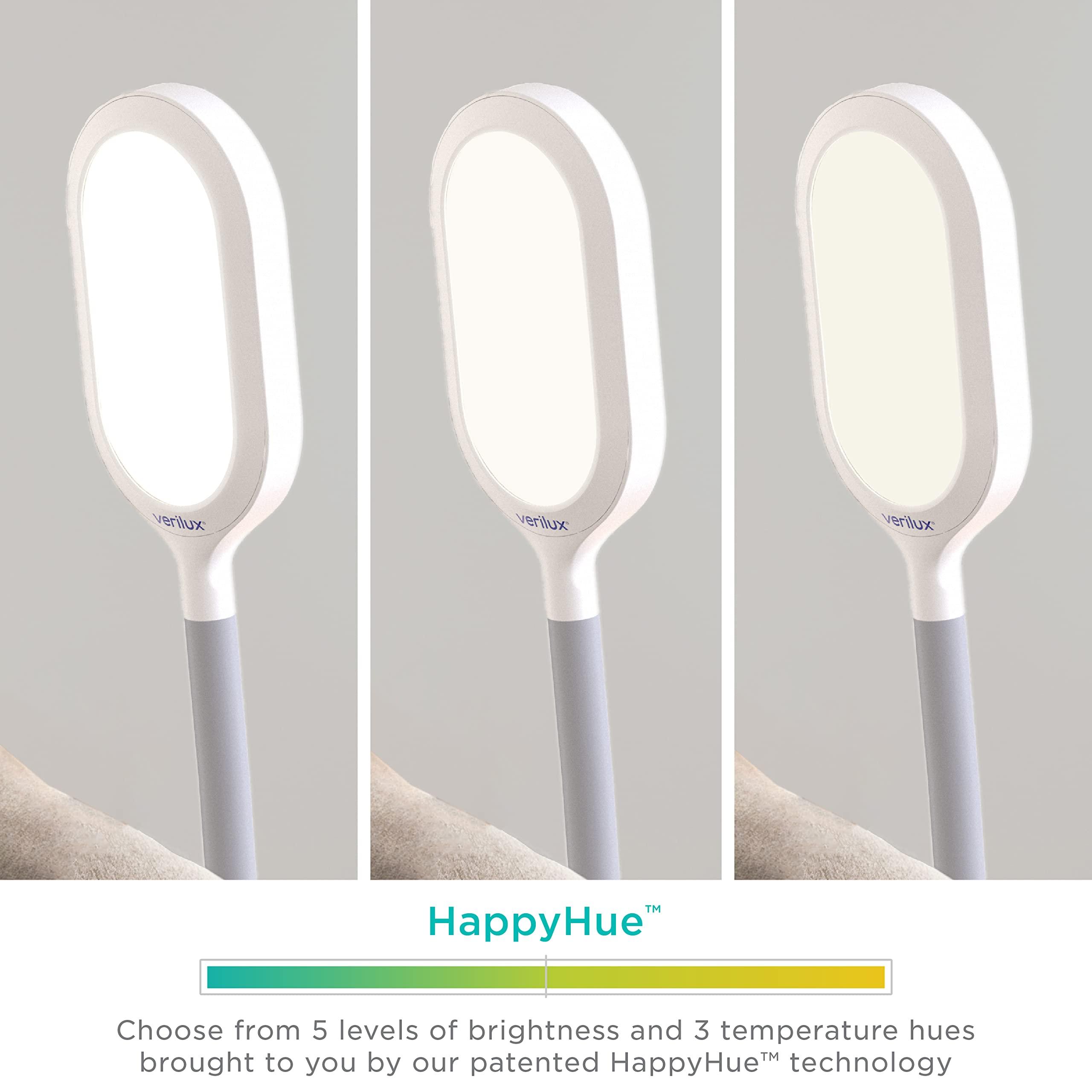 Verilux Verilux HappyLight Duo - 2-in-1 Light Therapy & Task Floor Lamp - UV-Free Full Spectrum LED, 10,000 LUX, Adjustable Brightness and Color, Flexible Gooseneck, and Adjustable Height