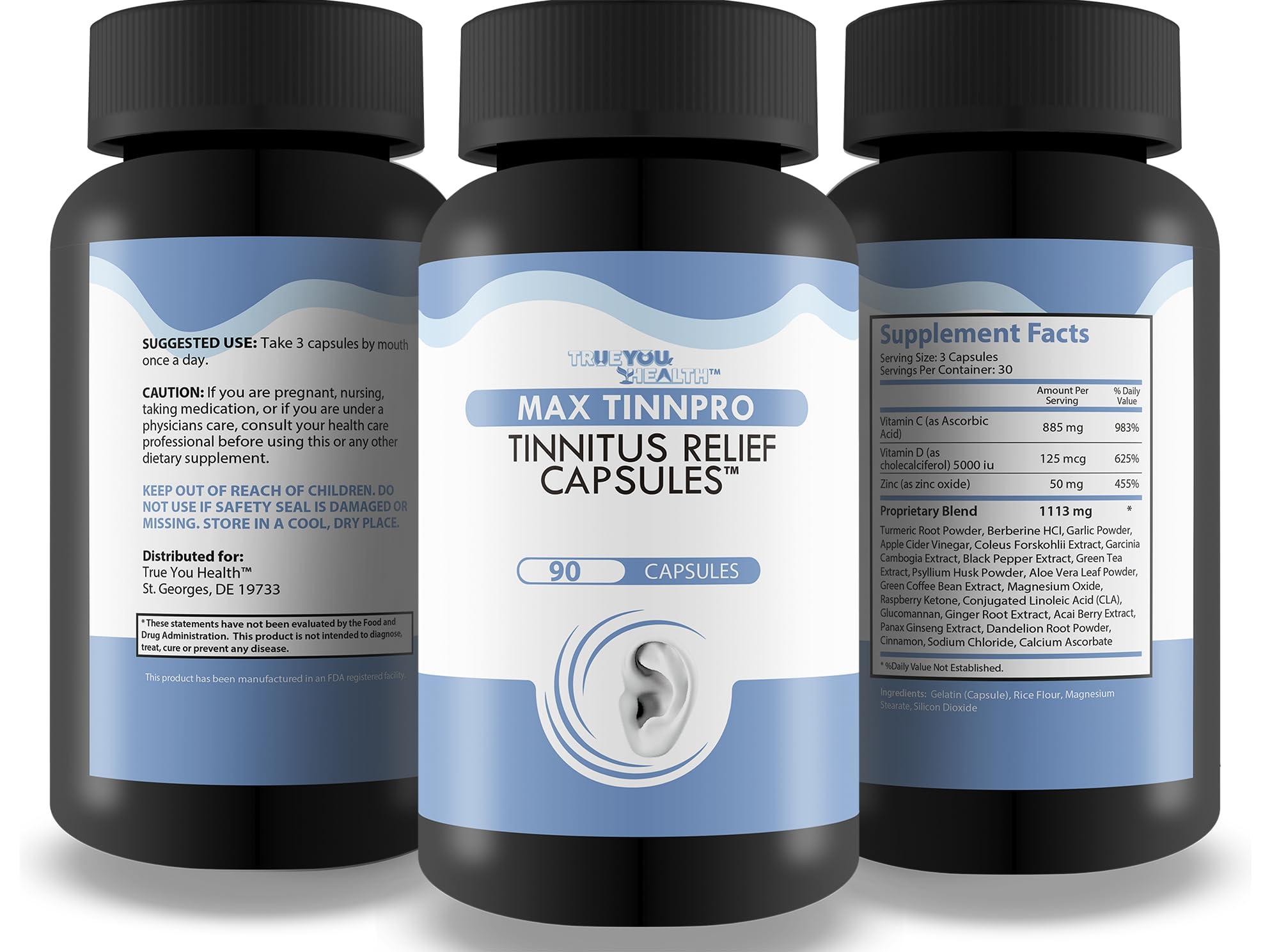 True You Health Max Tinnpro Tinnitus Relief Capsules - Our Best Tinnitus Relief for Ringing Ears - Ear Health Ear Ringing Remedy for Ringing in The Ears & Ear Discomfort - Ear Ringing Pills - Ringing in Ears Relief