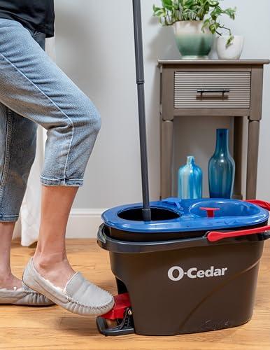 O-Cedar O-Cedar RinseClean Spin Mop & Bucket System + 2 Extra Mop Heads| Clean with Clean Water | Removes 99% of Bacteria
