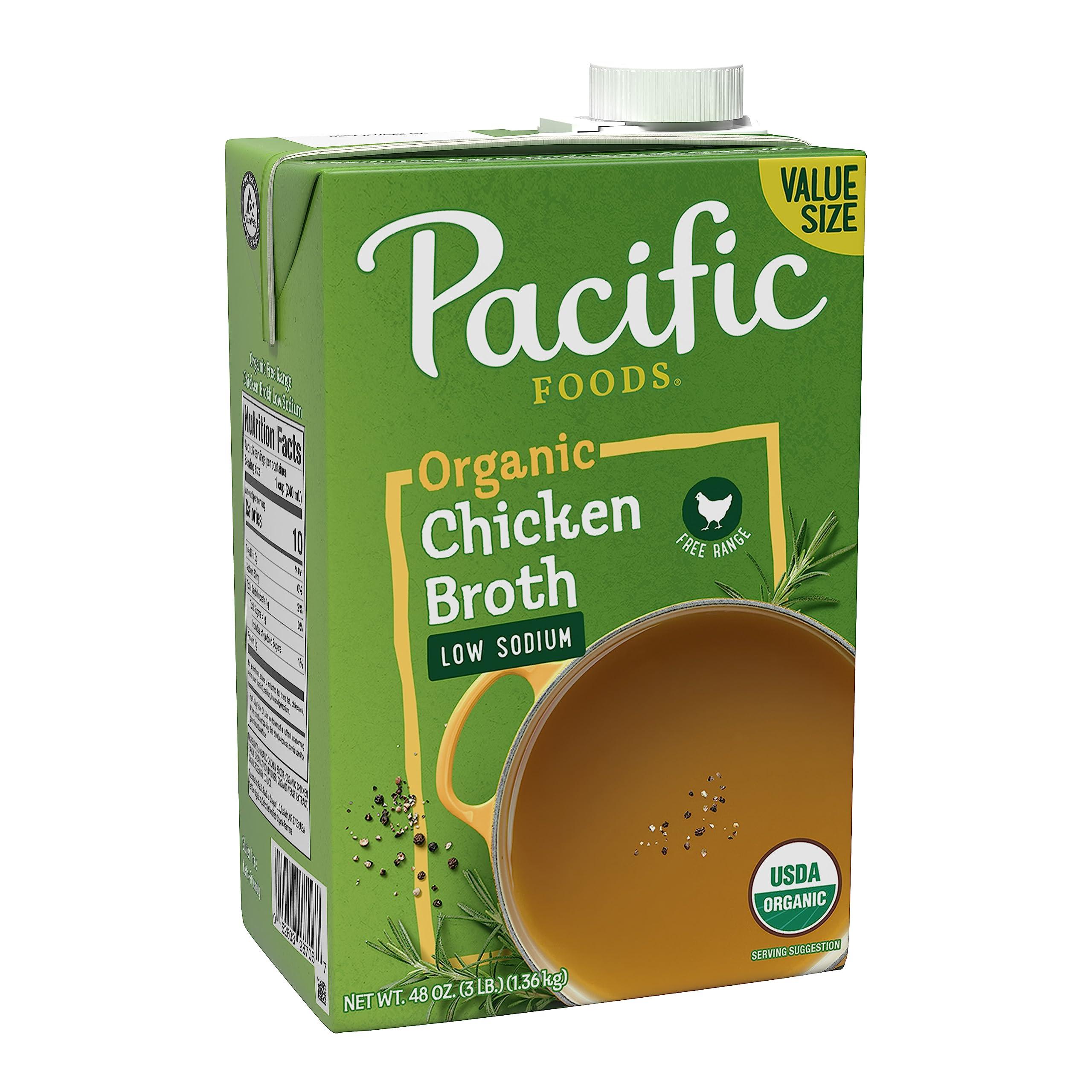 Pacific Foods Pacific Foods Low Sodium Organic Free Range Chicken Broth, 48 oz Carton