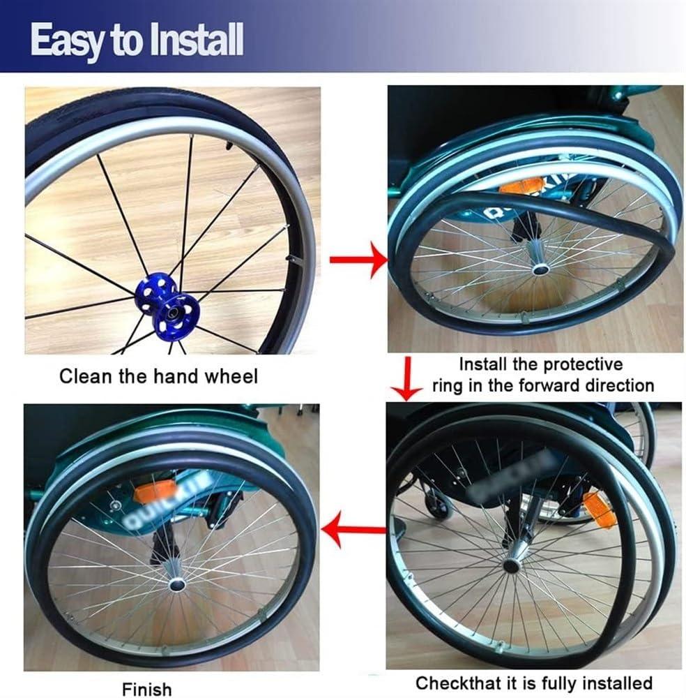 XARONF Wheelchair Push Rim Covers(1pair + 24-Inch), Non-Slip Wear-Resistant Hand Push Cover, Protective Cover, Improve Grip and Traction, Easy to Install (Color : Green)